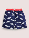 Short de bain imprimé-Requins bleu marine universitaire