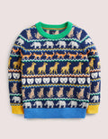 Fair-Isle-Pullover-Schuluniform-Navy, Tier-Fair-Isle-Muster