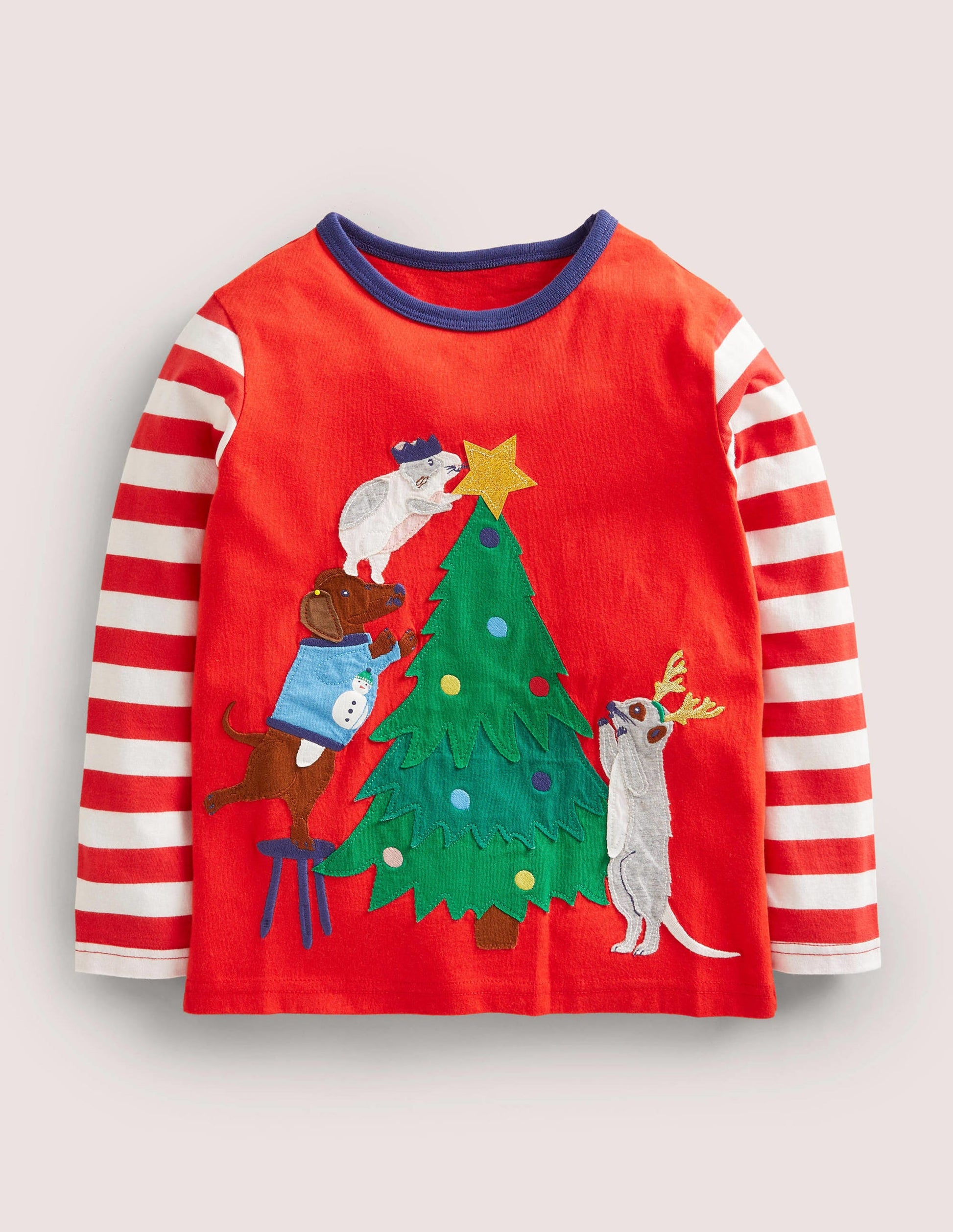 Festliches Oberteil mit Applikation-Feuerrot, Weihnachtsbaum-1