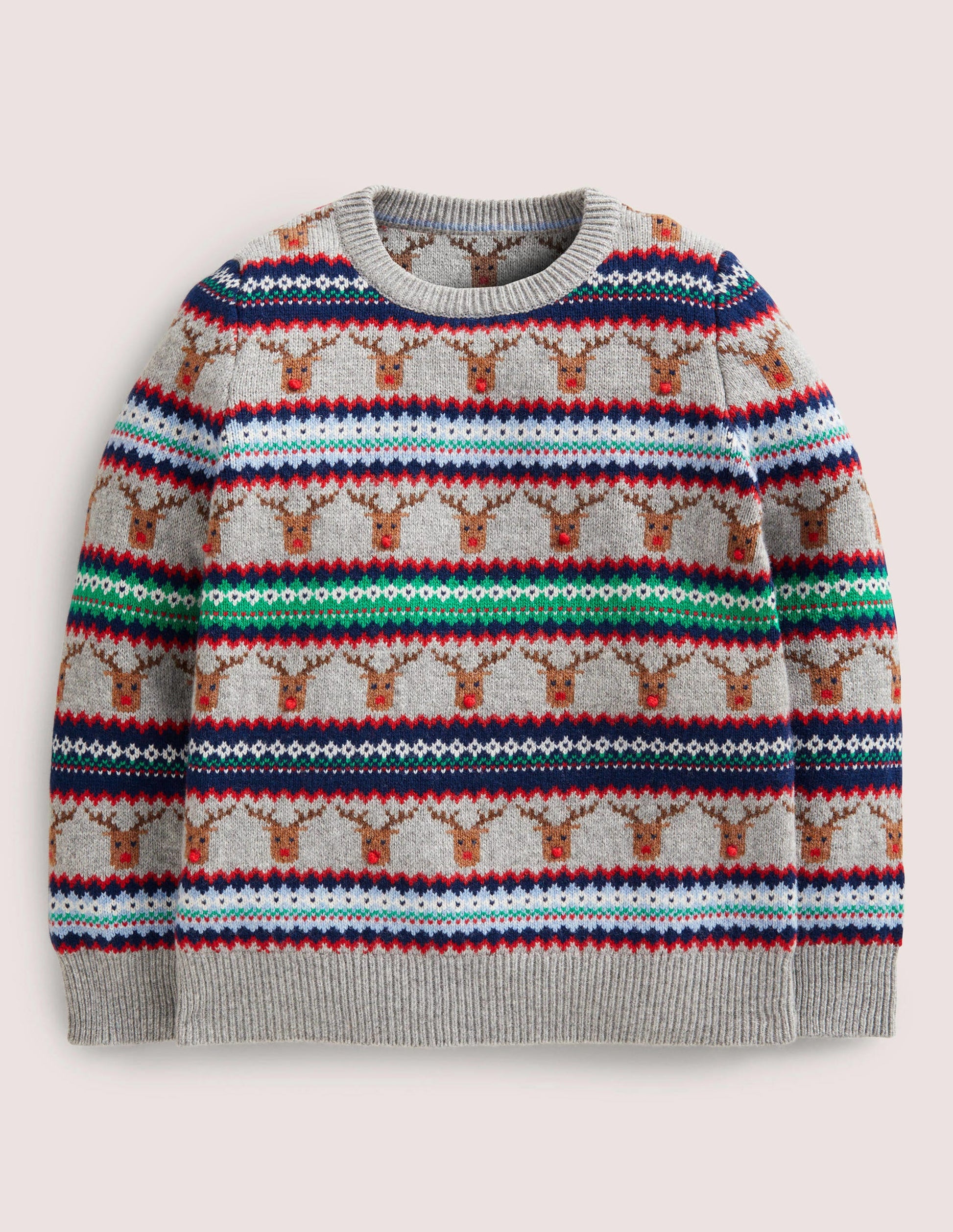 Pull renne motif jacquard-Gris chiné-1