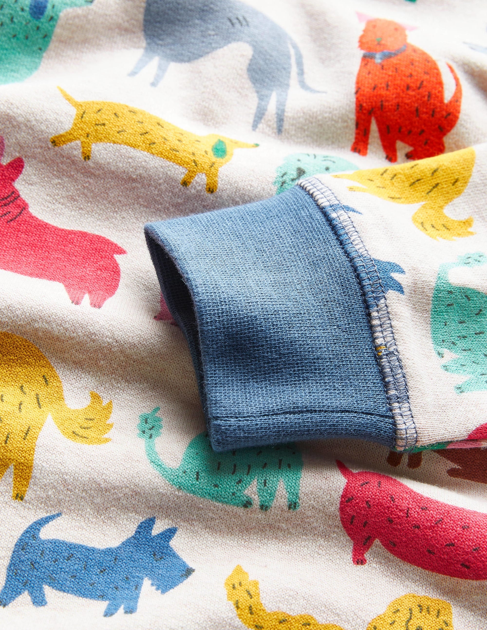 Gemustertes Sweatshirt-Hellbeige Meliert/Blau, Hunde - Image 3