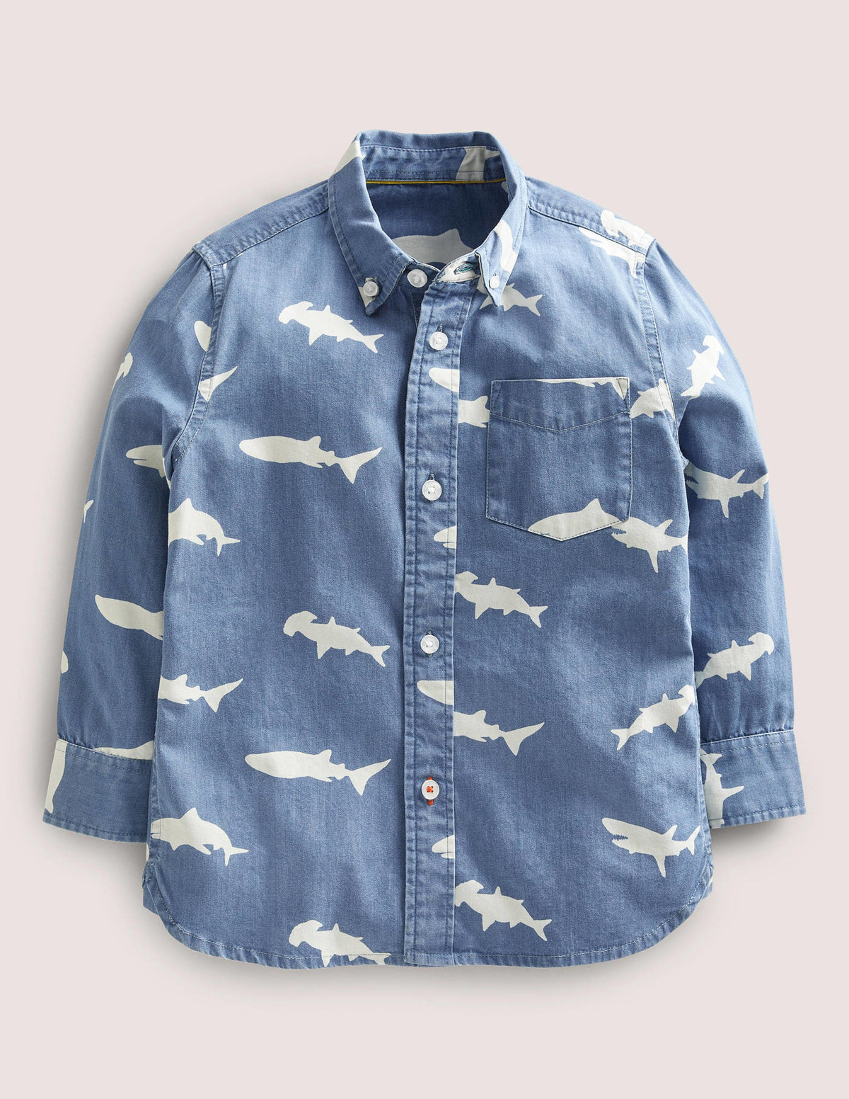 Ausgefallenes Jeanshemd-Heller Denim, Haie - Image 1