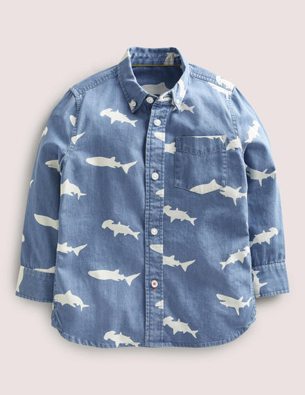 Ausgefallenes Jeanshemd-Heller Denim, Haie