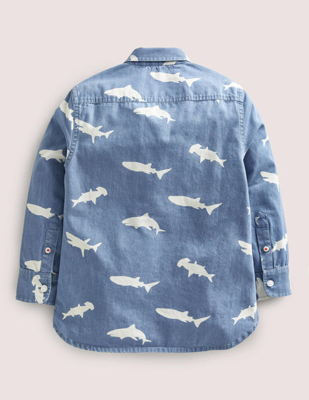 Ausgefallenes Jeanshemd-Heller Denim, Haie