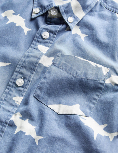 Ausgefallenes Jeanshemd-Heller Denim, Haie-3