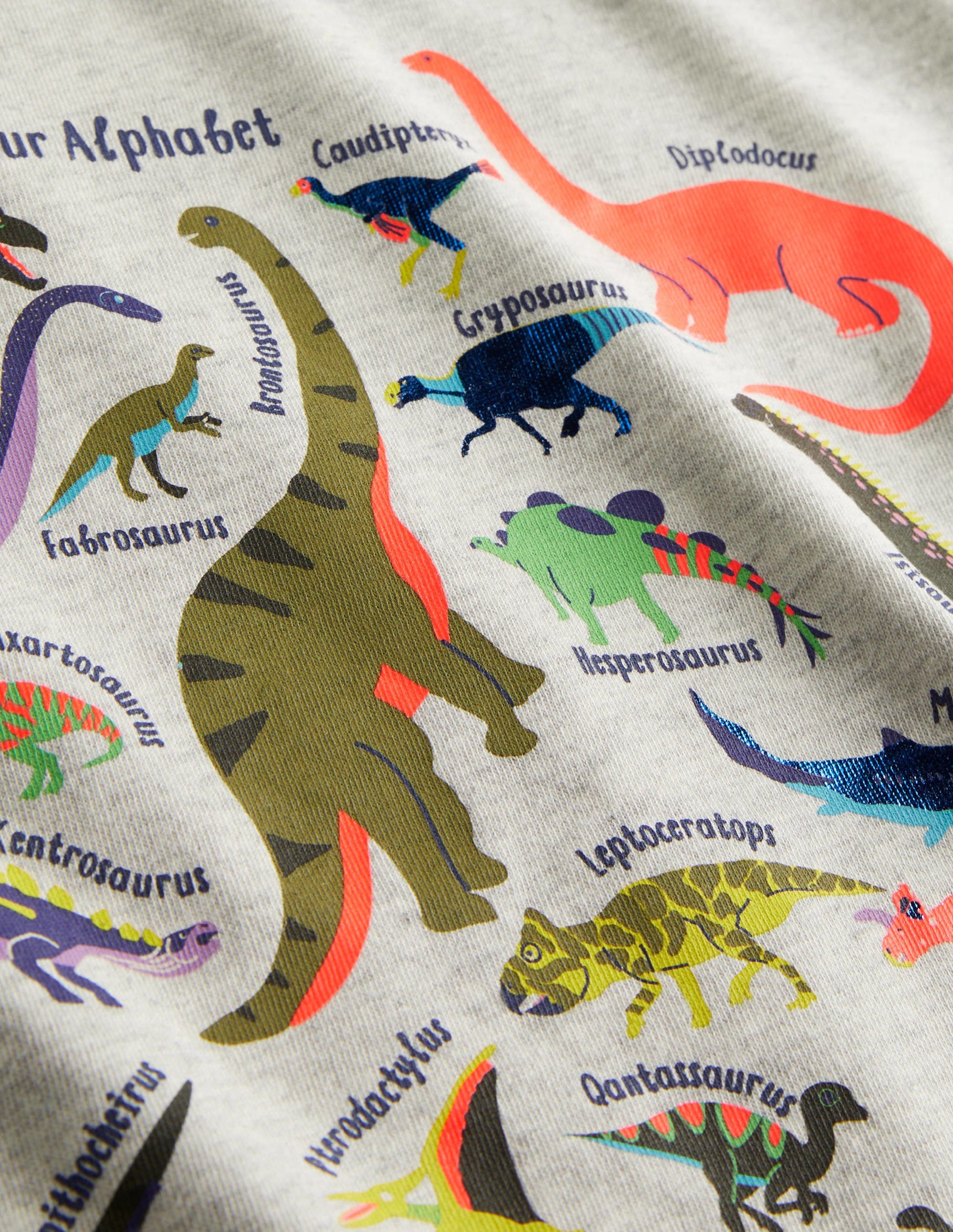 Langärmliges Oberteil mit Motiv-Silber Meliert, Dinos-3