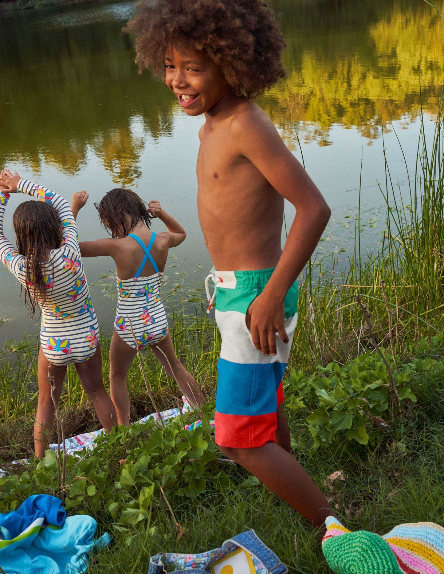 Bermudas-Kräftiges Korallenrot/Bunt, Gestreift