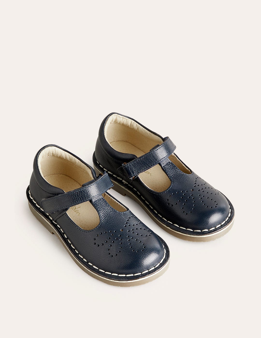 Salomés plats en cuir-Bleu Marine, Petits Pois - Image 2