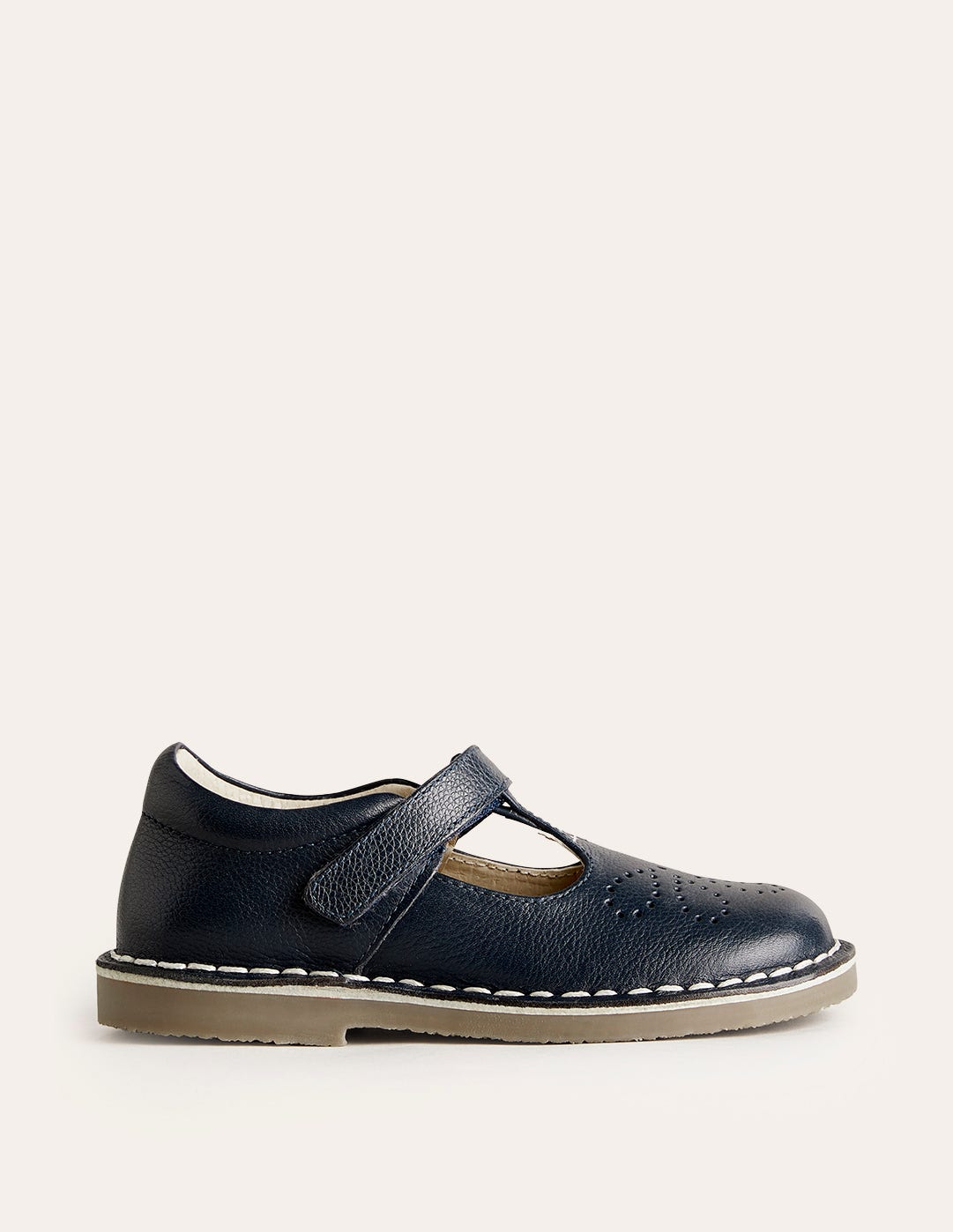 Salomés plats en cuir-Bleu Marine, Petits Pois - Image 1