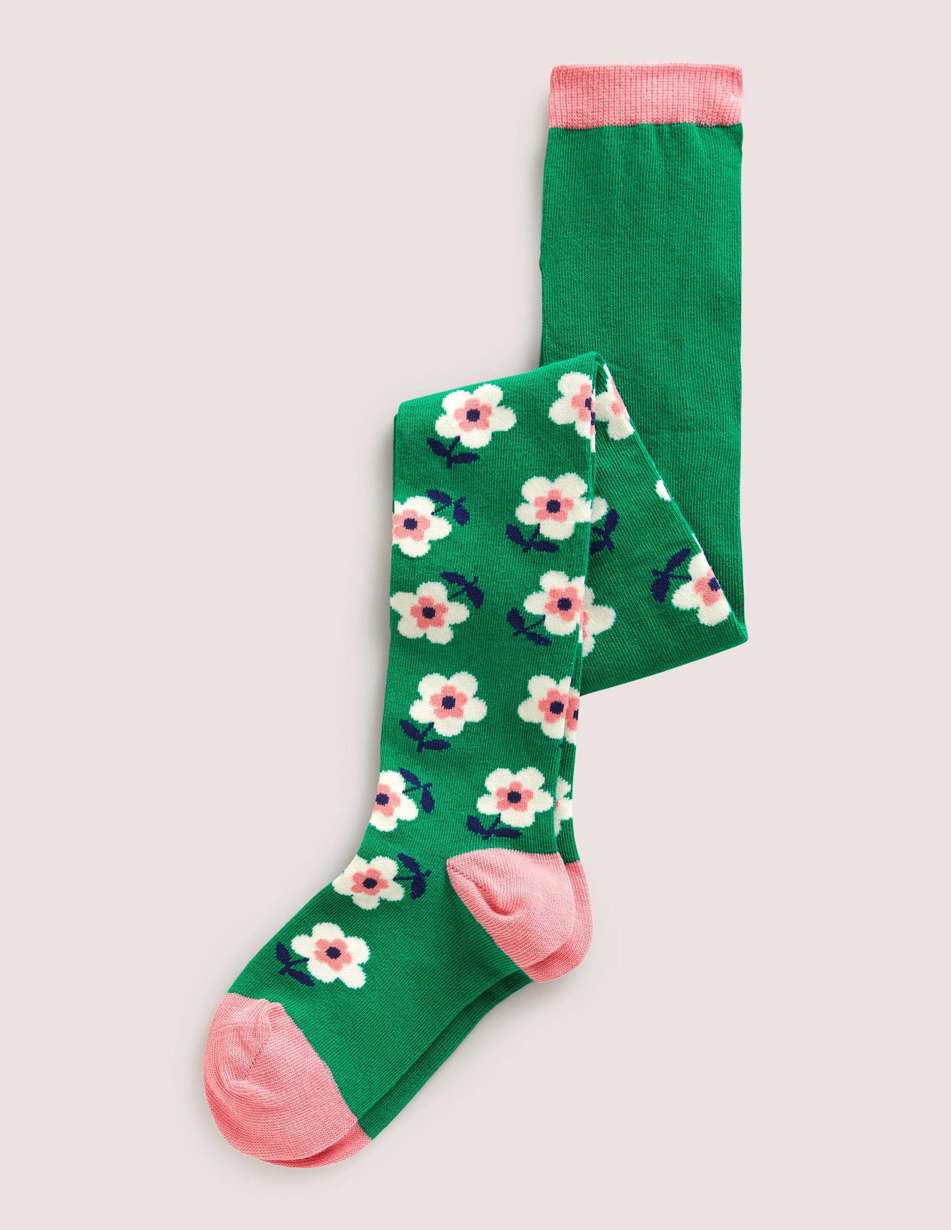 Gemusterte Strumpfhose-Grün, Blumenmuster-1