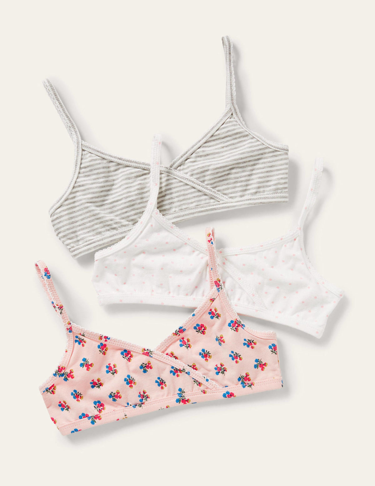 Kurze Oberteile mit Crossover-Design im 3er-Pack-Rosa, Blumenmuster - Image 1