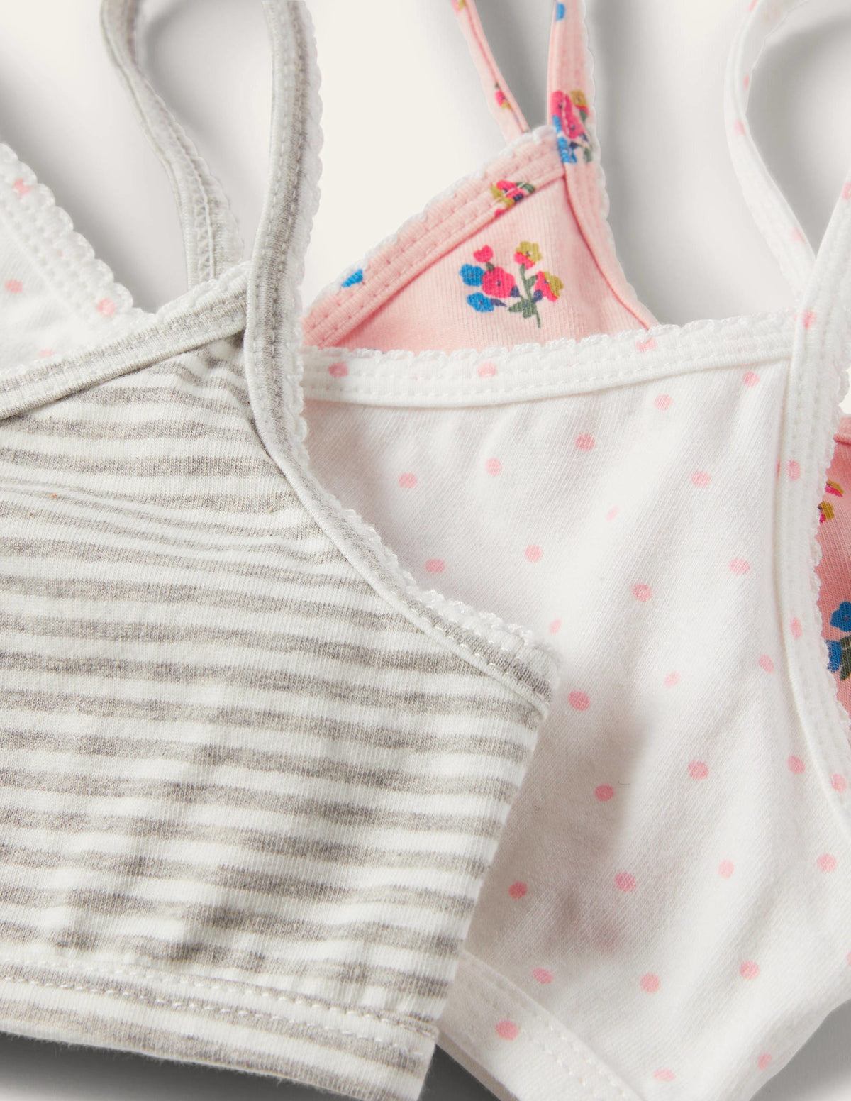 Kurze Oberteile mit Crossover-Design im 3er-Pack-Rosa, Blumenmuster-3