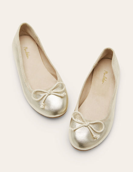 Ballerinas-Goldglitzer, Leder