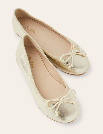 Ballerinas-Goldglitzer, Leder
