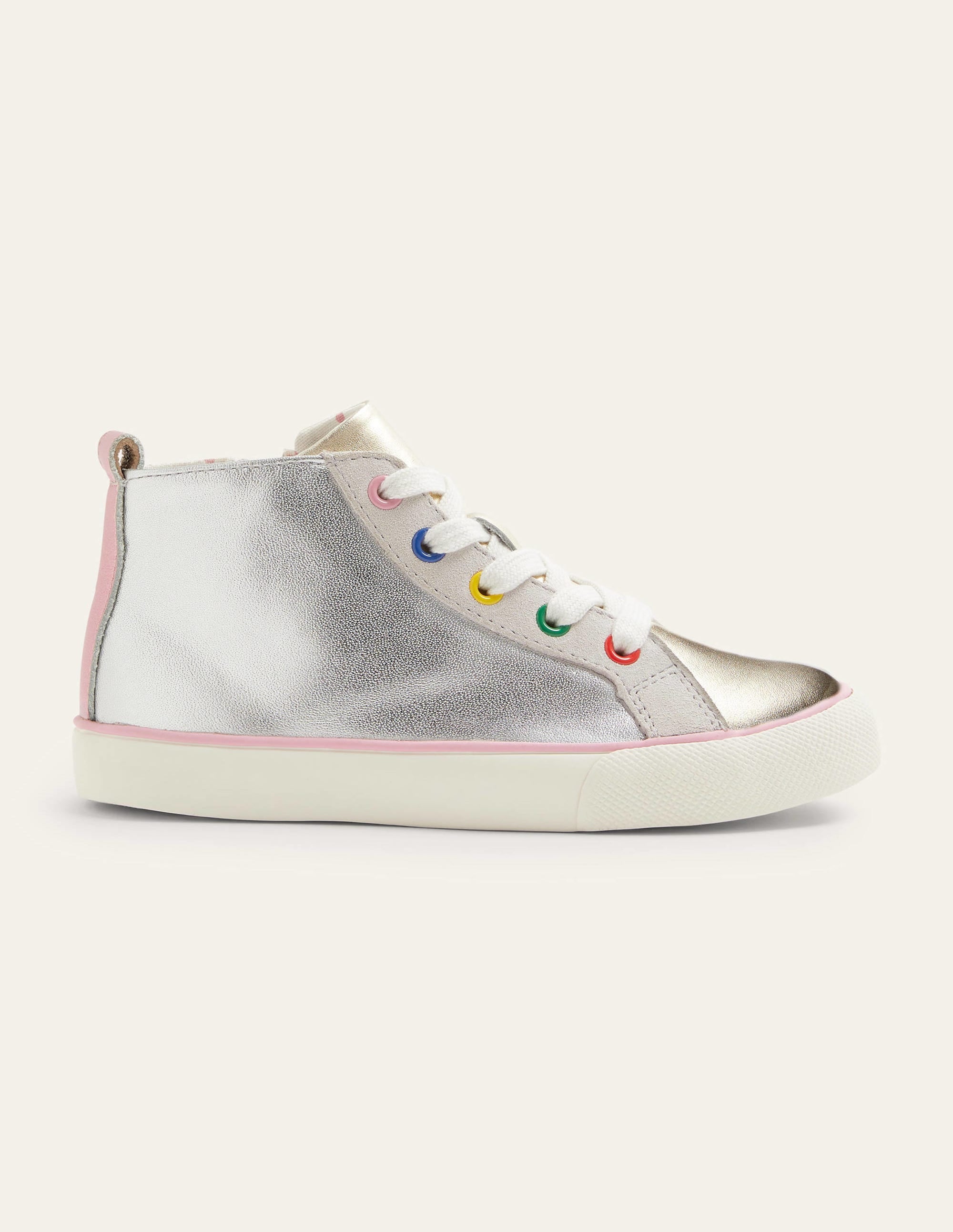Hohe Sneaker aus Leder-Silber/Regenbogenfarben - Image 1