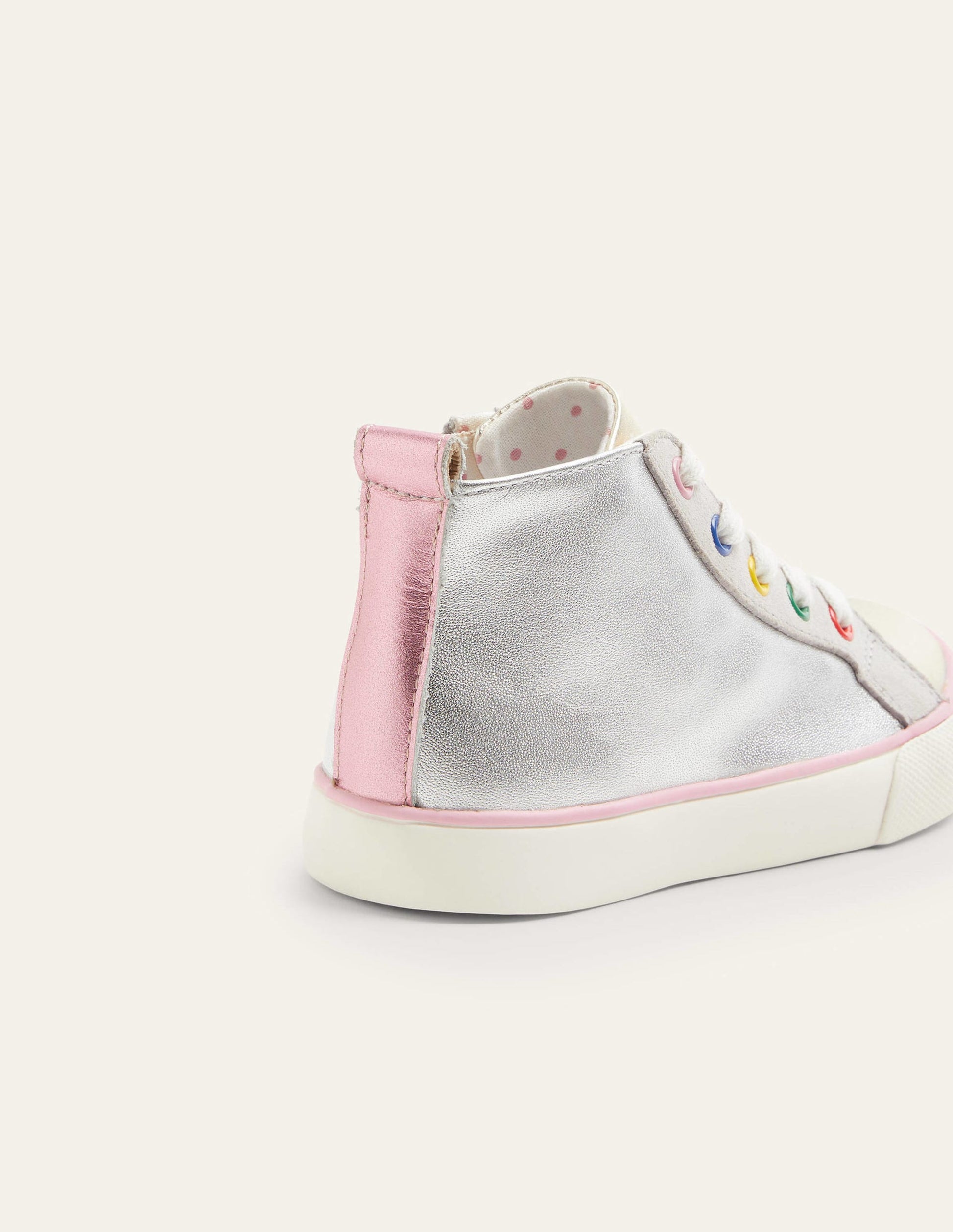 Hohe Sneaker aus Leder-Silber/Regenbogenfarben-3