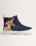 Blue Suede Unicorn Appliqué Boots-Bunt, Einhorn