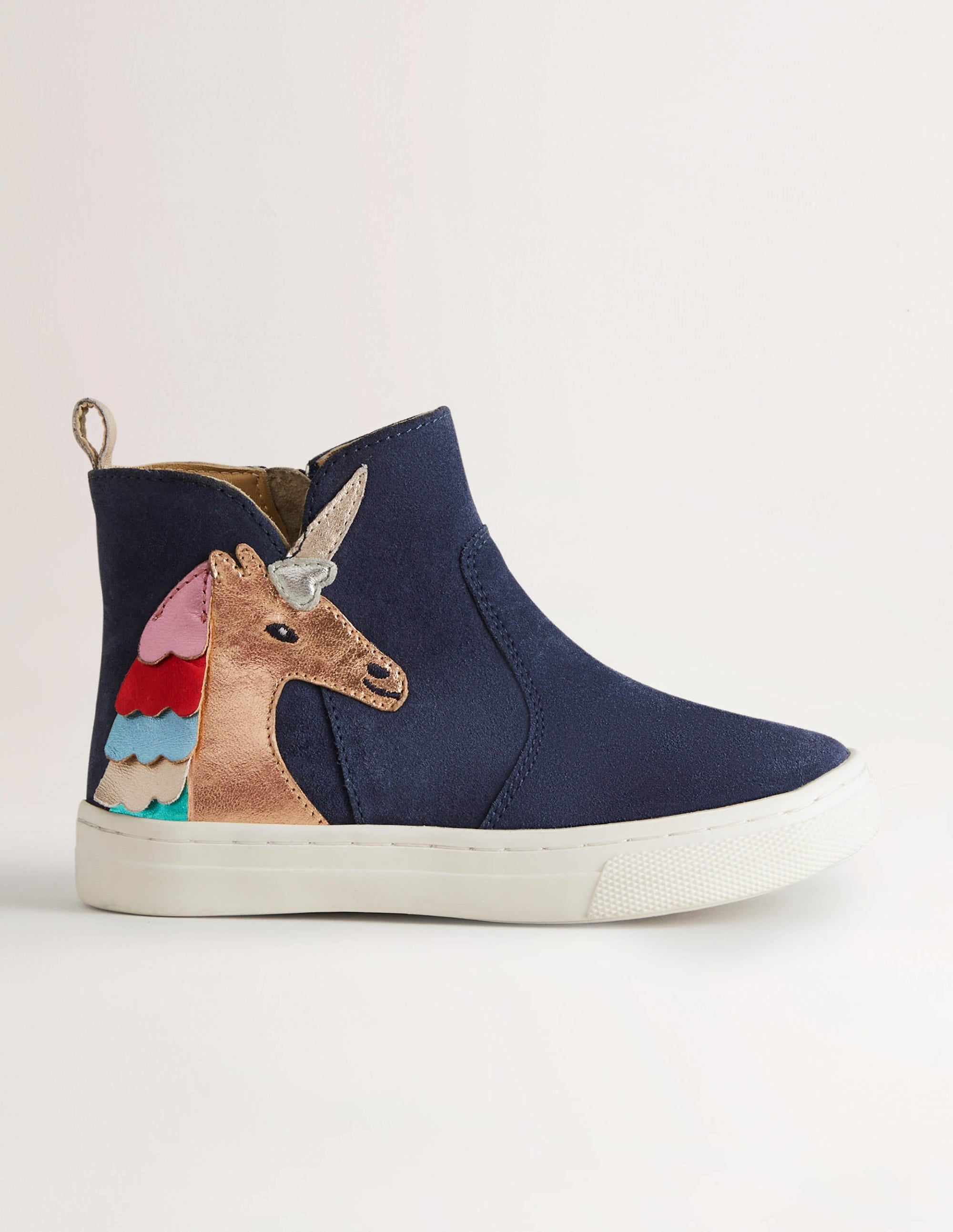 Blue Suede Unicorn Appliqué Boots-Bunt, Einhorn - Image 1