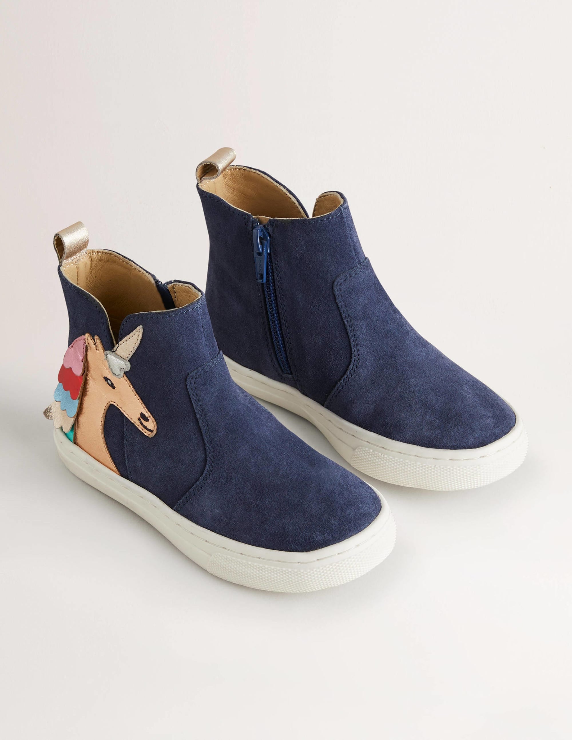 Blue Suede Unicorn Appliqué Boots-Bunt, Einhorn - Image 2