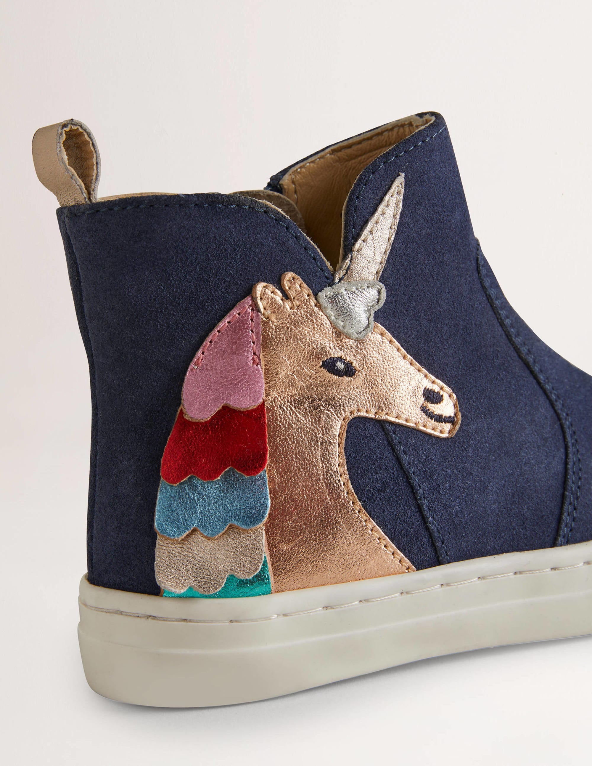 Blue Suede Unicorn Appliqué Boots-Bunt, Einhorn - Image 3