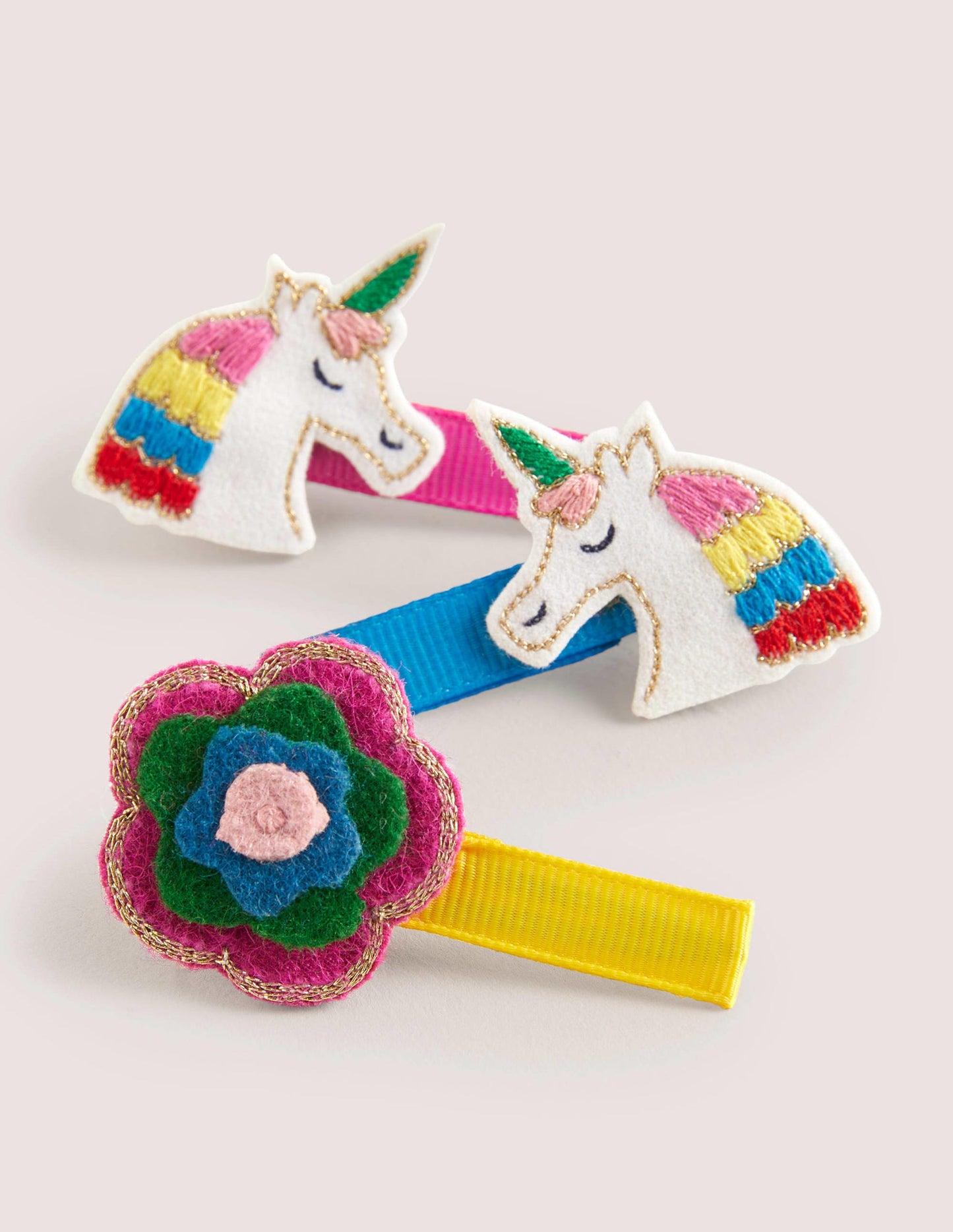 Haarclips im 3er-Pack-Bunt, Einhorn