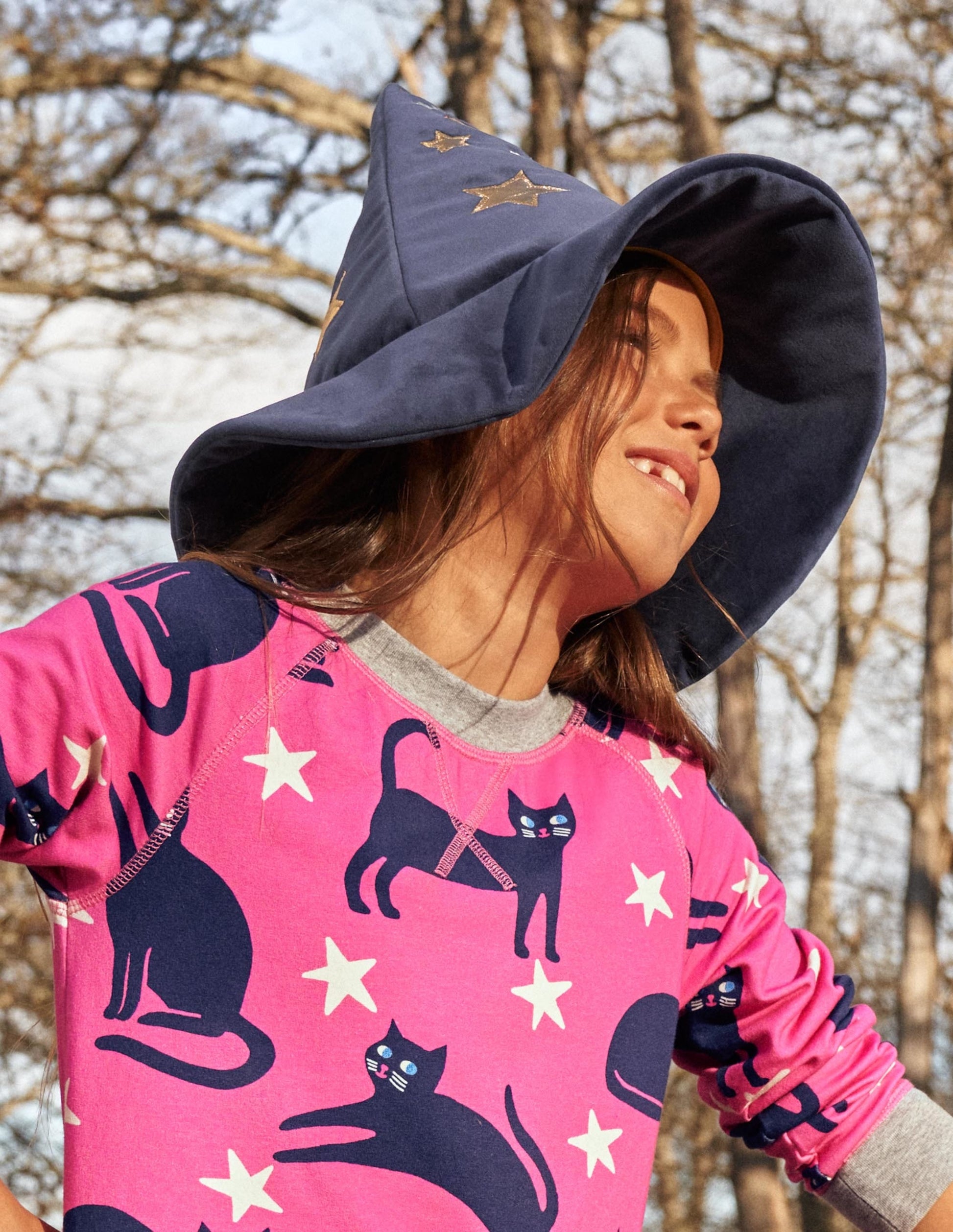 Navy Stars Appliqué Witch's Magical Hat-Navy, Sterne-3