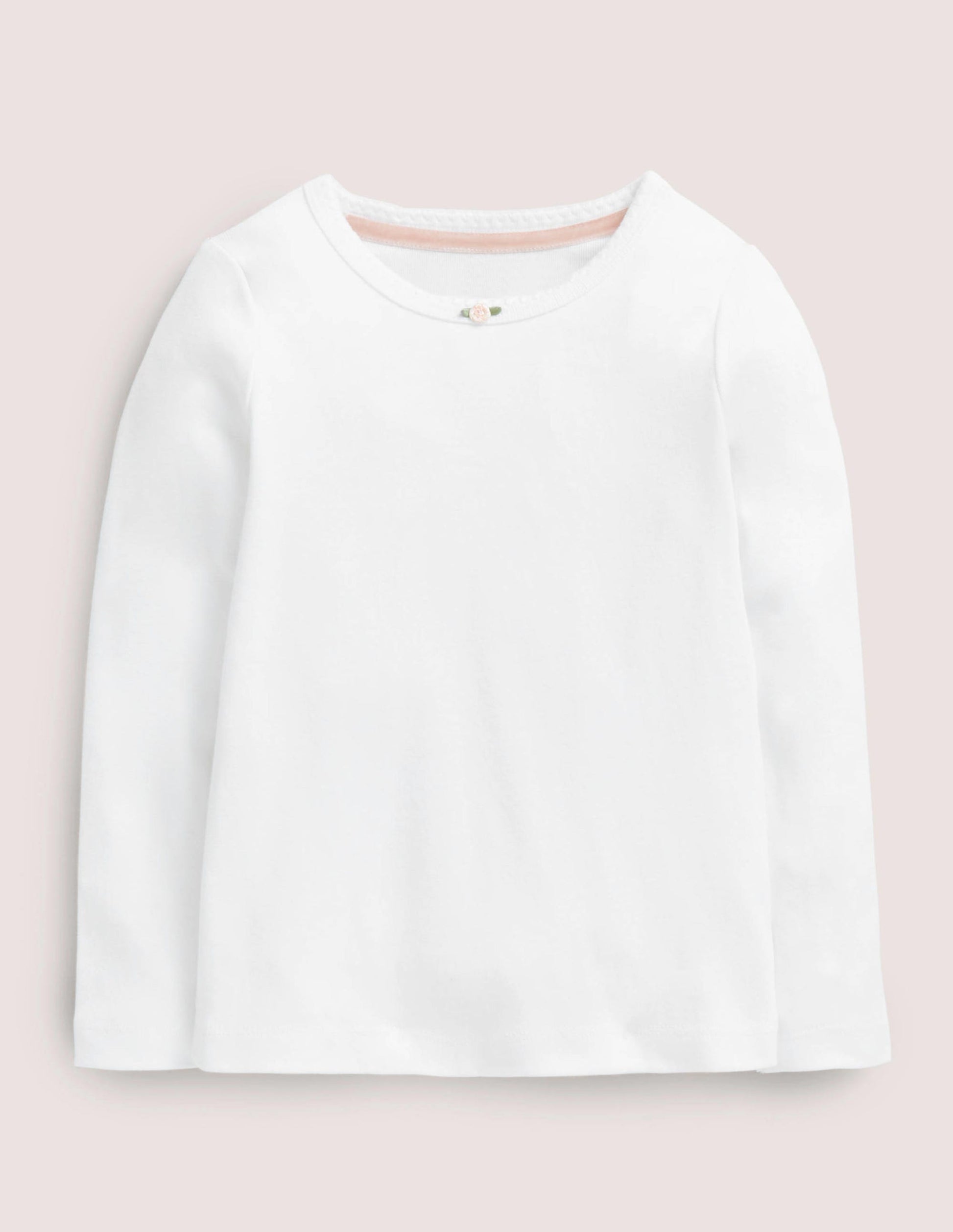 Langärmliges Oberteil mit Röschen-Weiß-1