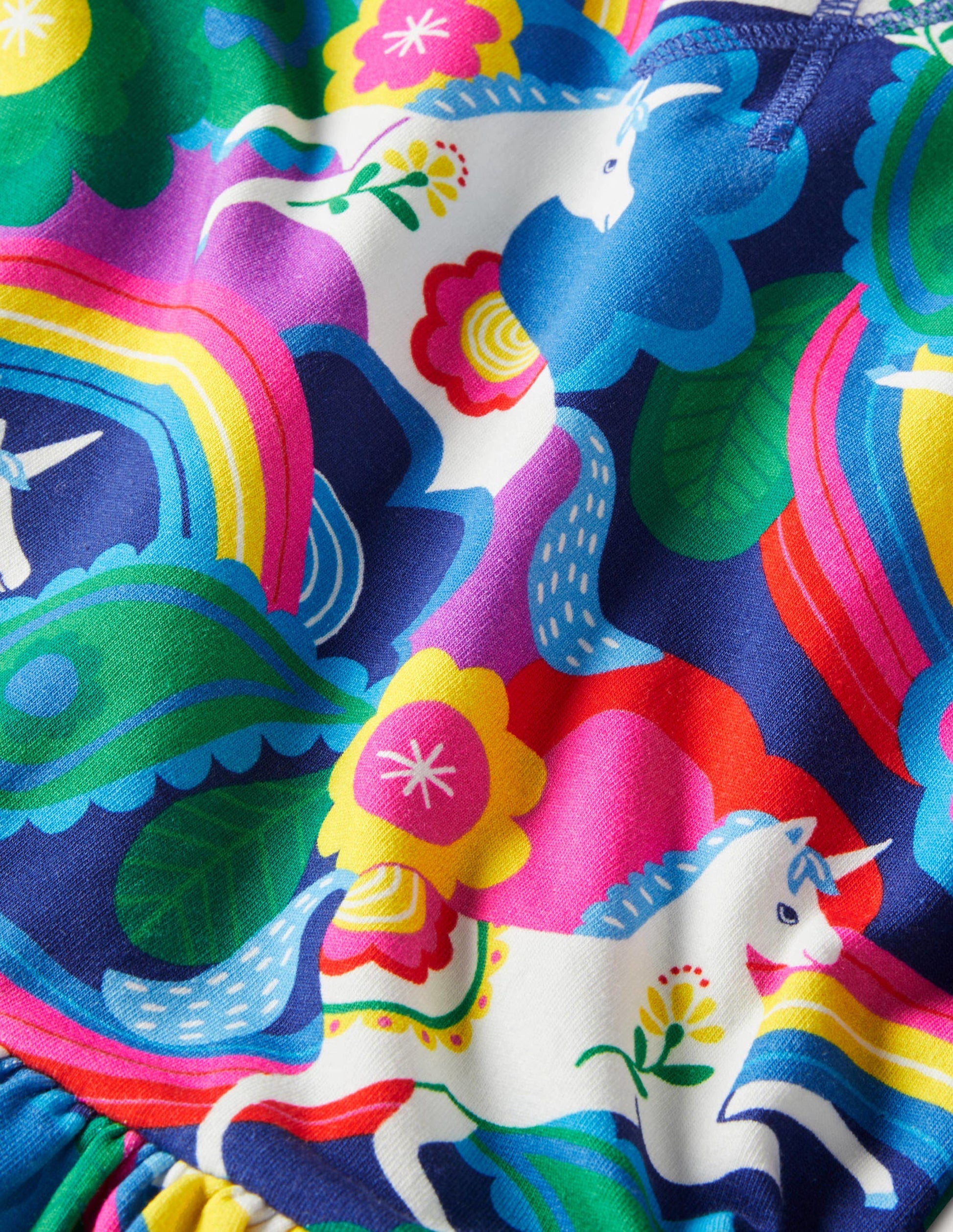 Navy Unicorn Print Sweatshirt Dress-Multi Flowerpatch Unicorns-3