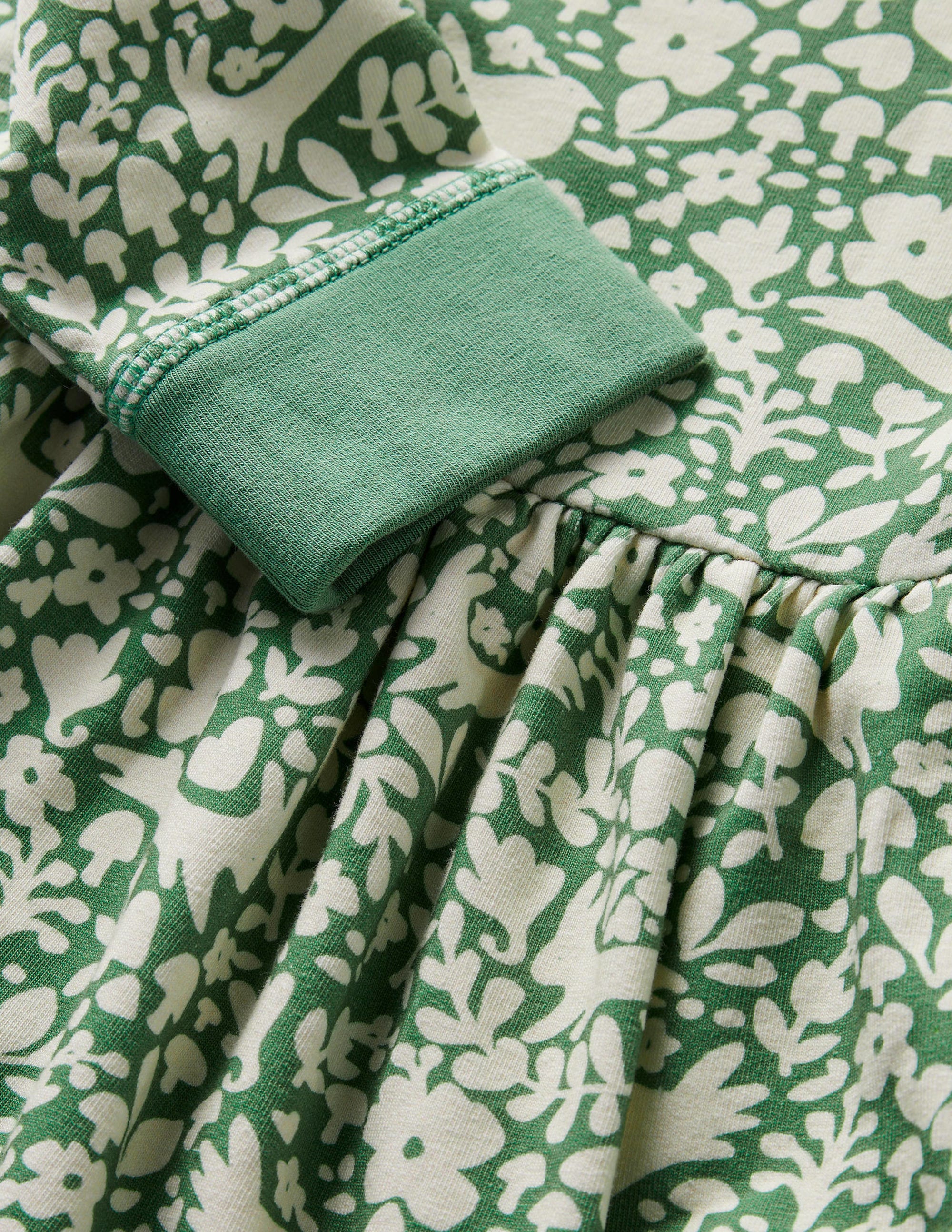 Sweatshirt-Kleid aus Jersey-Spargelgrün, Waldmotiv, Toile - Image 3