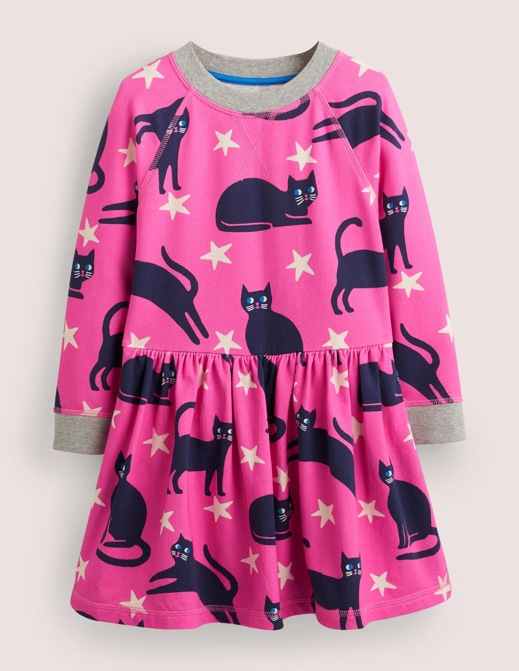 Pink Halloween Cats Sweatshirt Dress-Chats rose bonheur - Image 1