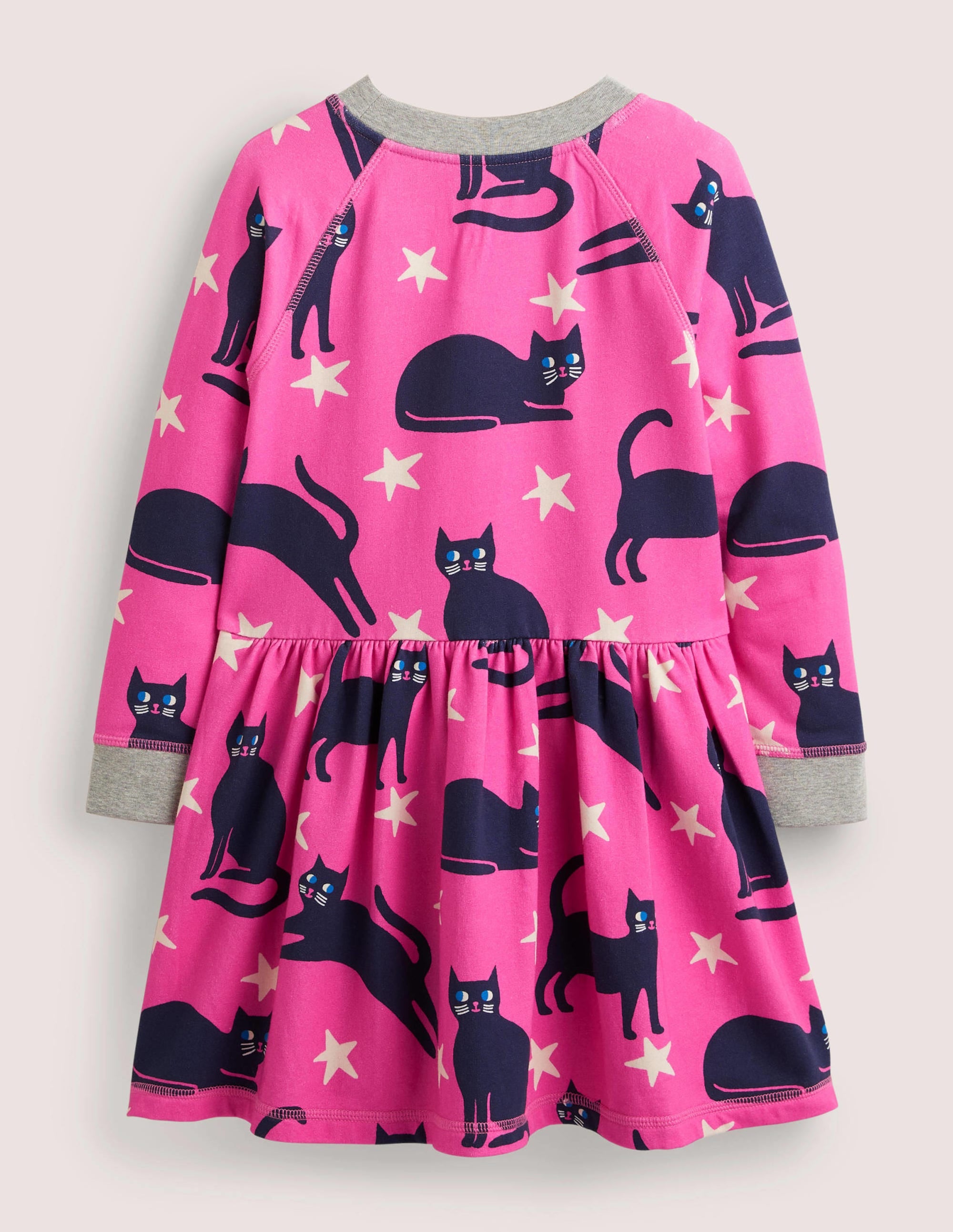 Pink Halloween Cats Sweatshirt Dress-Chats rose bonheur - Image 2