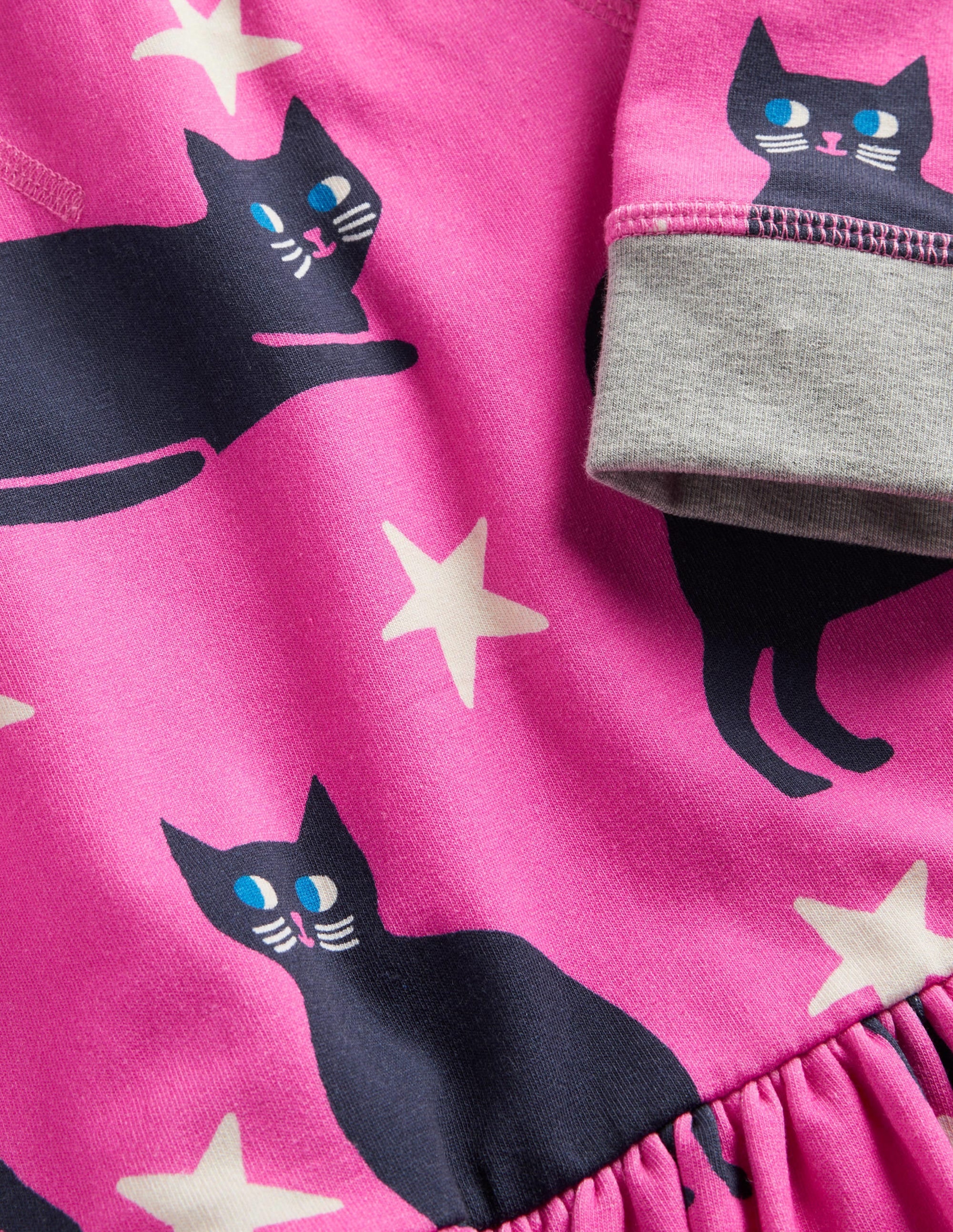 Pink Halloween Cats Sweatshirt Dress-Chats rose bonheur - Image 3