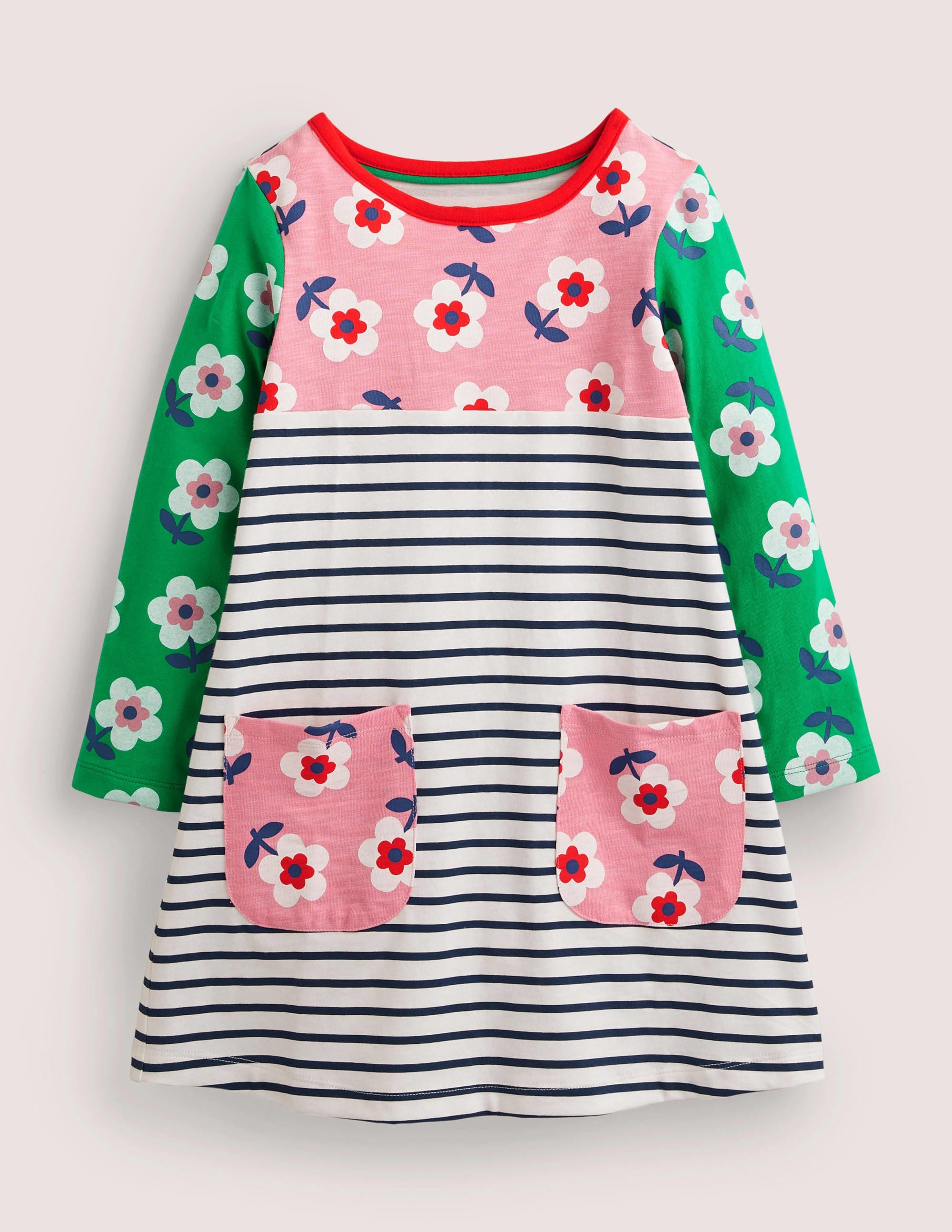 Fun Pocket Jersey Dress-Ivory/ Hotchpotch Floral - Image 1