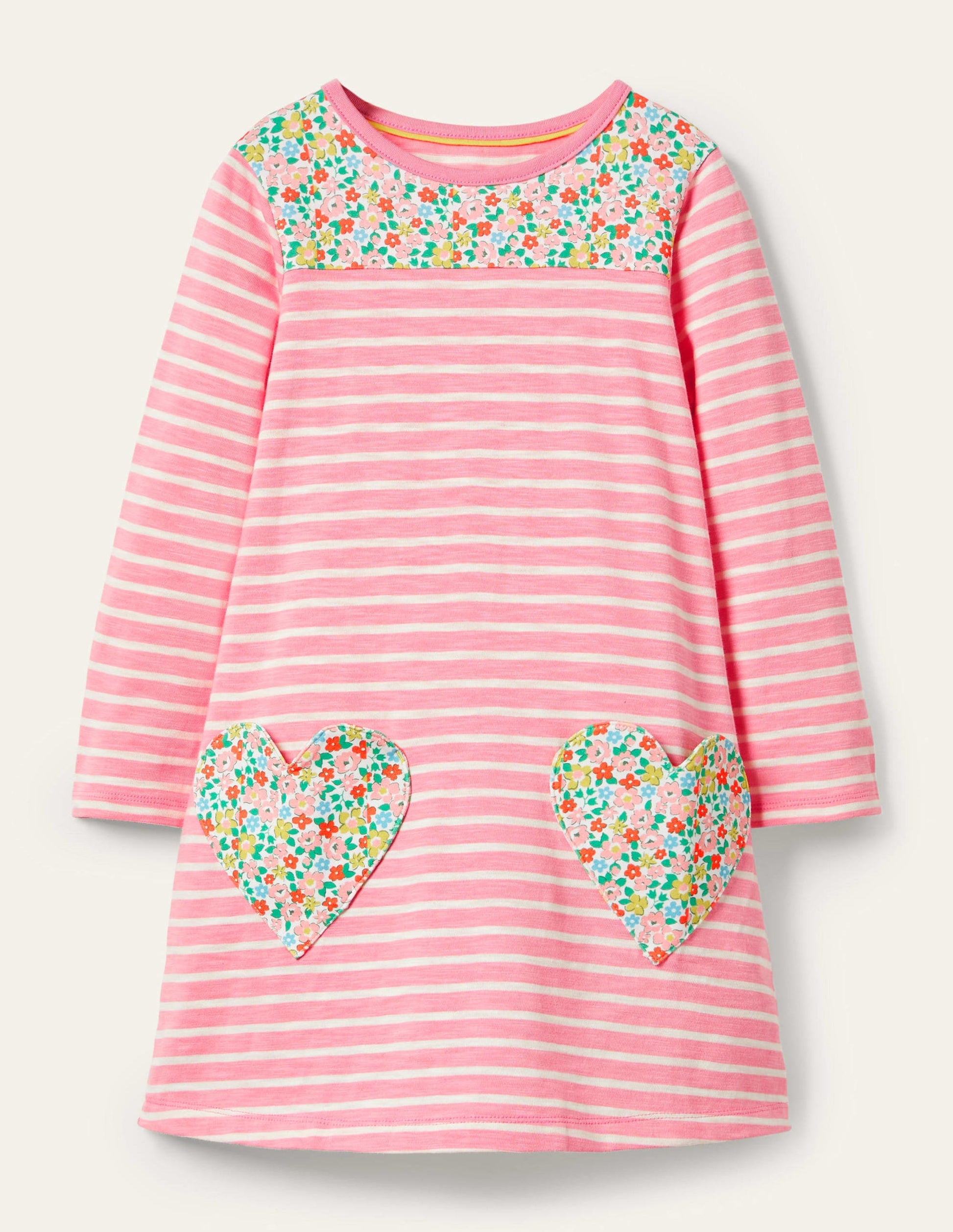 Fröhliches Jerseykleid mit Tasche-Kirschblütenrosa/Naturweiß-1