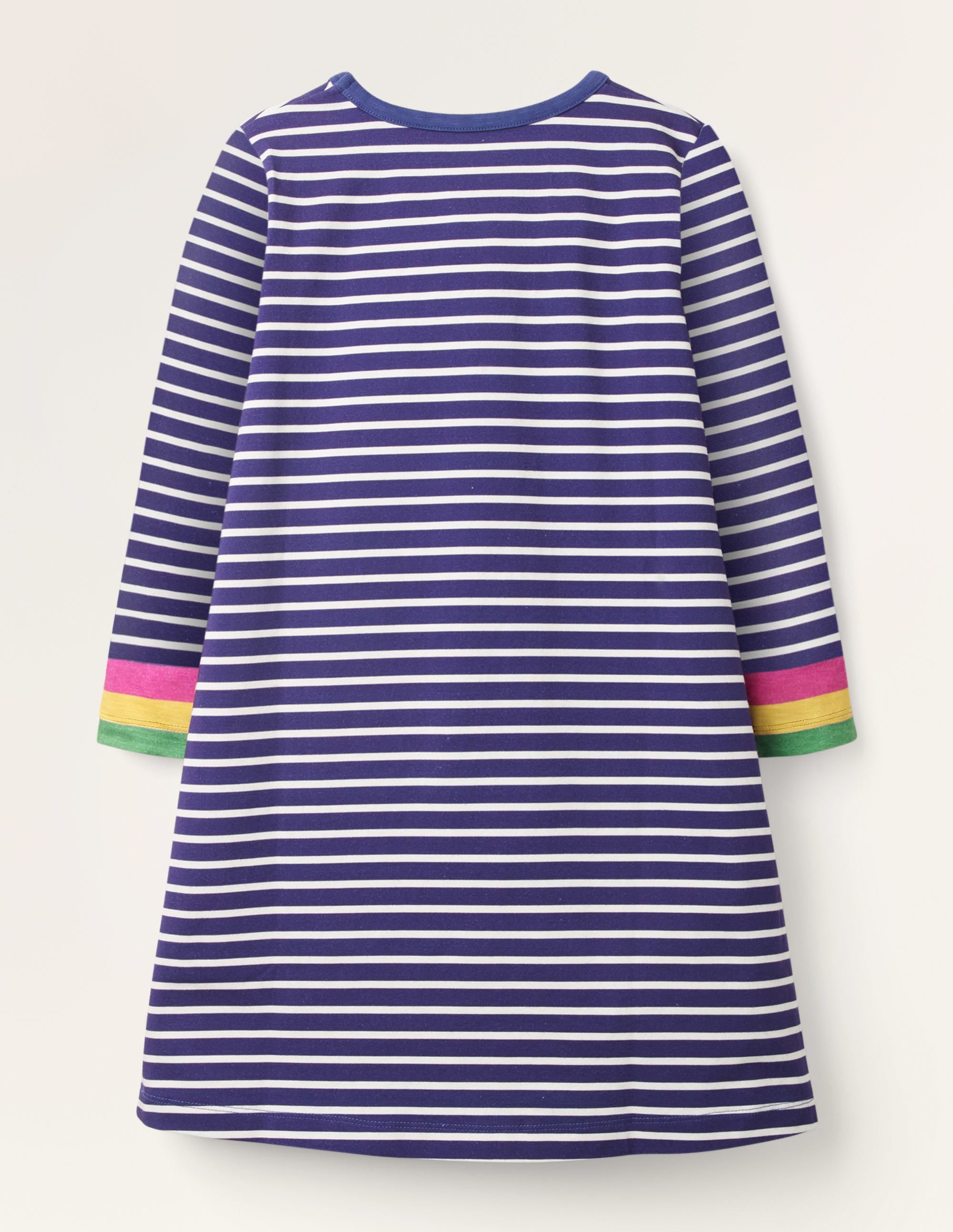 Fröhliches Jerseykleid mit Tasche-Segelblau, Regenbogenbündchen - Image 2