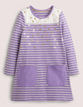 Robe fun en jersey avec poches-Pois métallisés aster/ivoire