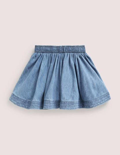 Ausgestellter Webrock-Helles Vintageblau, Denim-2