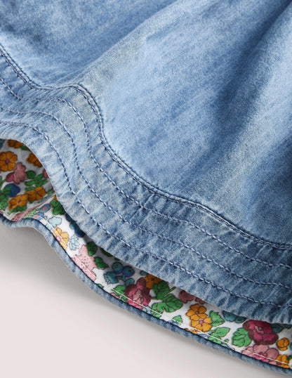 Ausgestellter Webrock-Helles Vintageblau, Denim-3