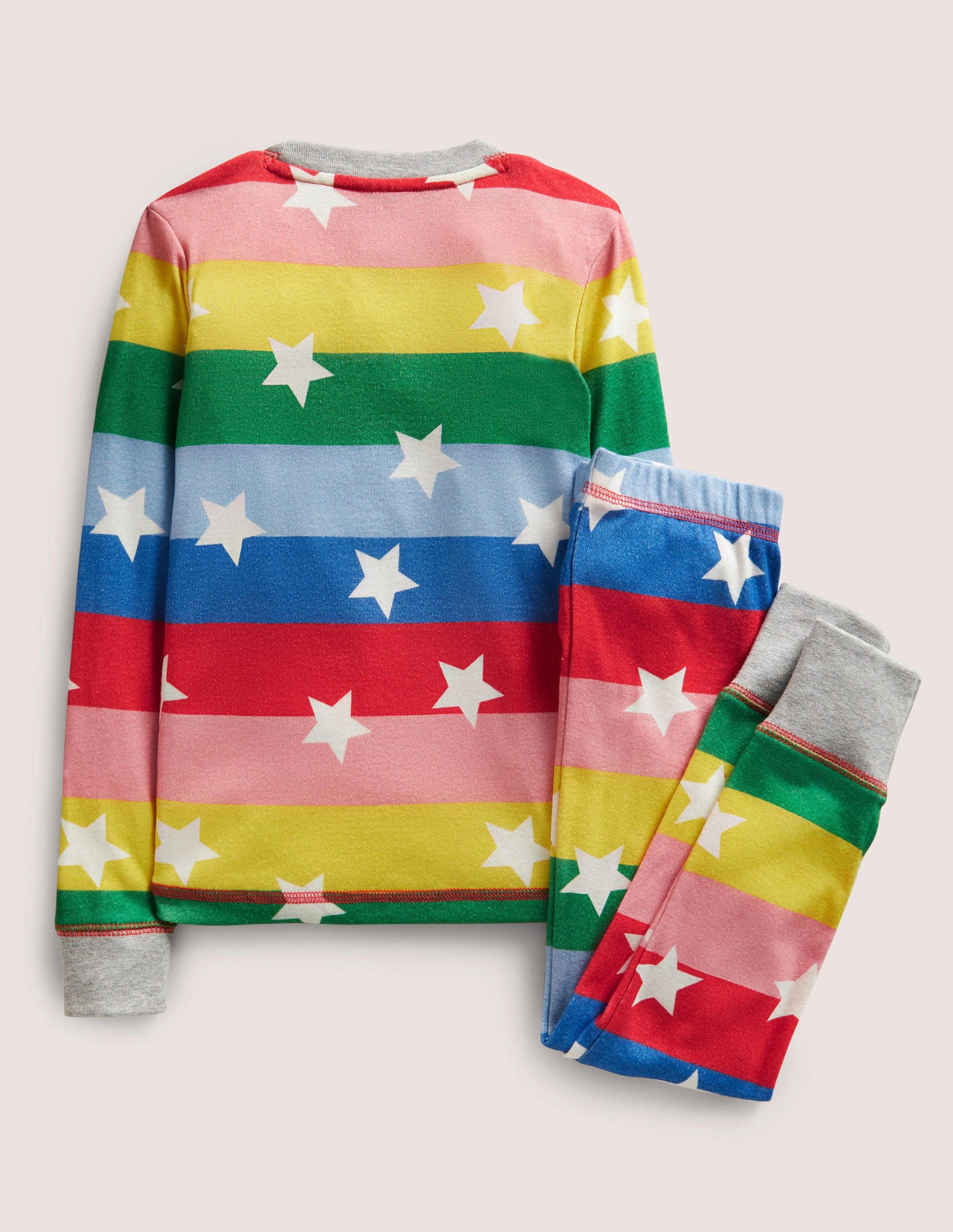 Im Dunkeln leuchtender Schlafanzug mit anliegender Passform-Bunt, Regenbogenstreifen/Sterne-2