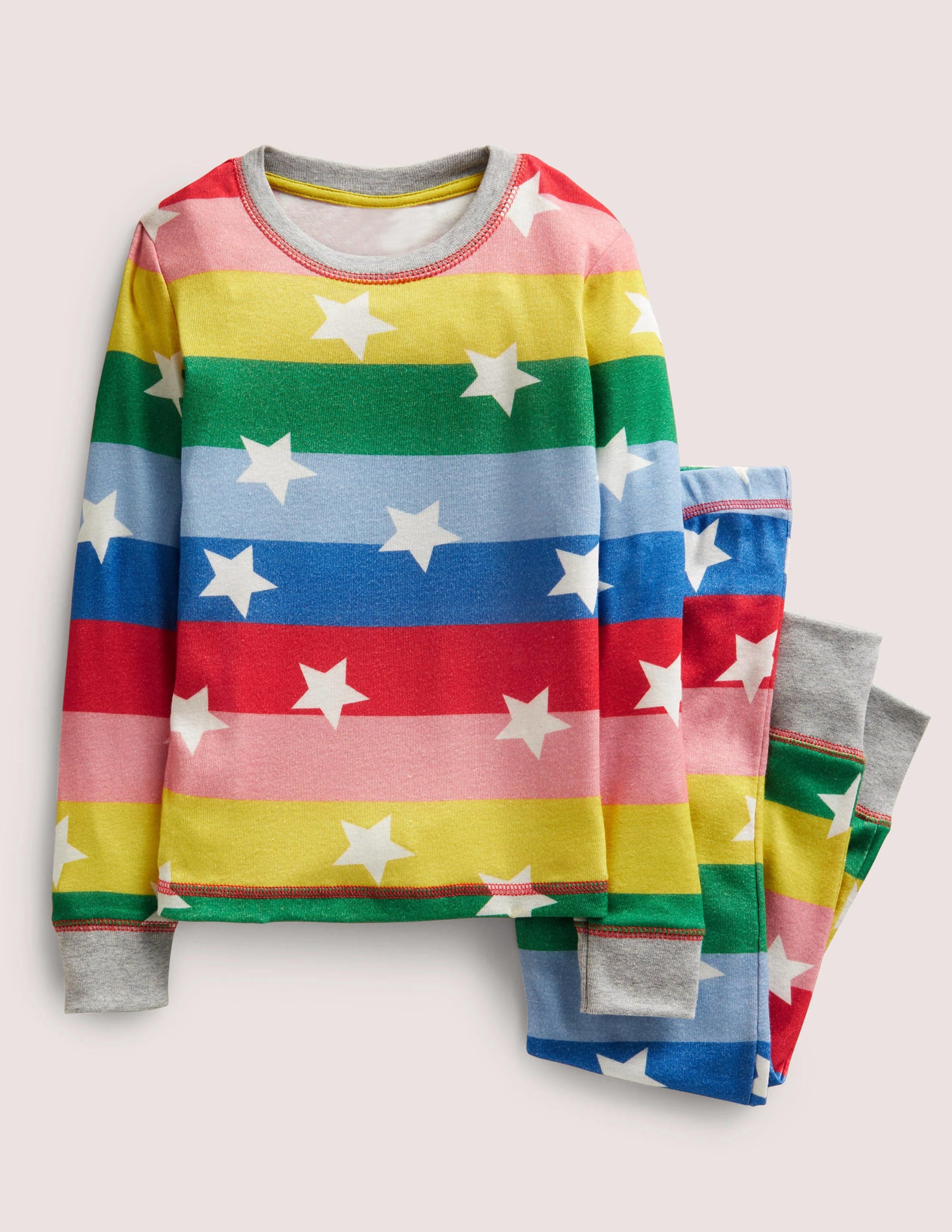 Im Dunkeln leuchtender Schlafanzug mit anliegender Passform-Bunt, Regenbogenstreifen/Sterne - Image 1
