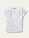 Flammgarn-T-Shirt mit Sterntasche-Weiß