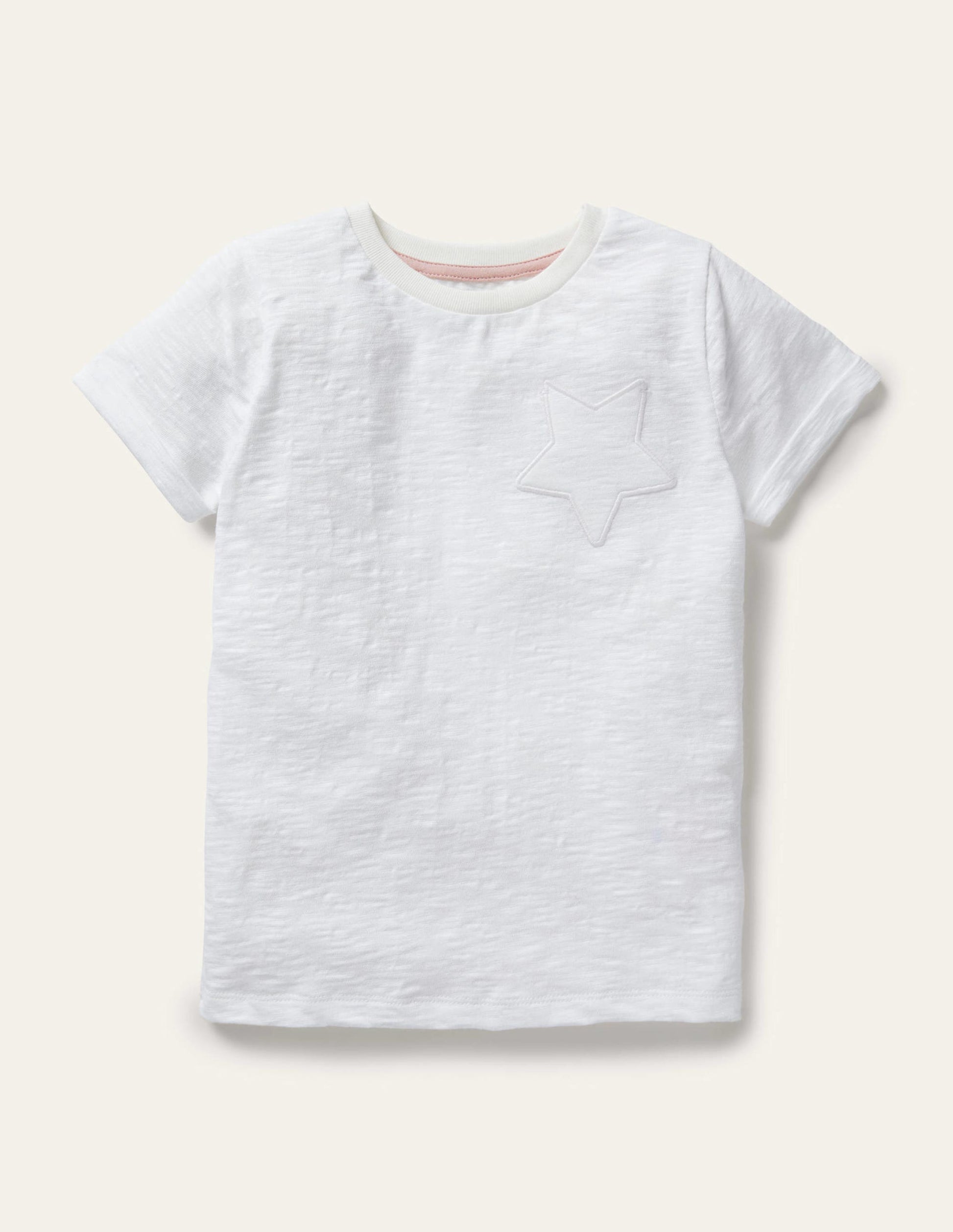 Flammgarn-T-Shirt mit Sterntasche-Weiß-1