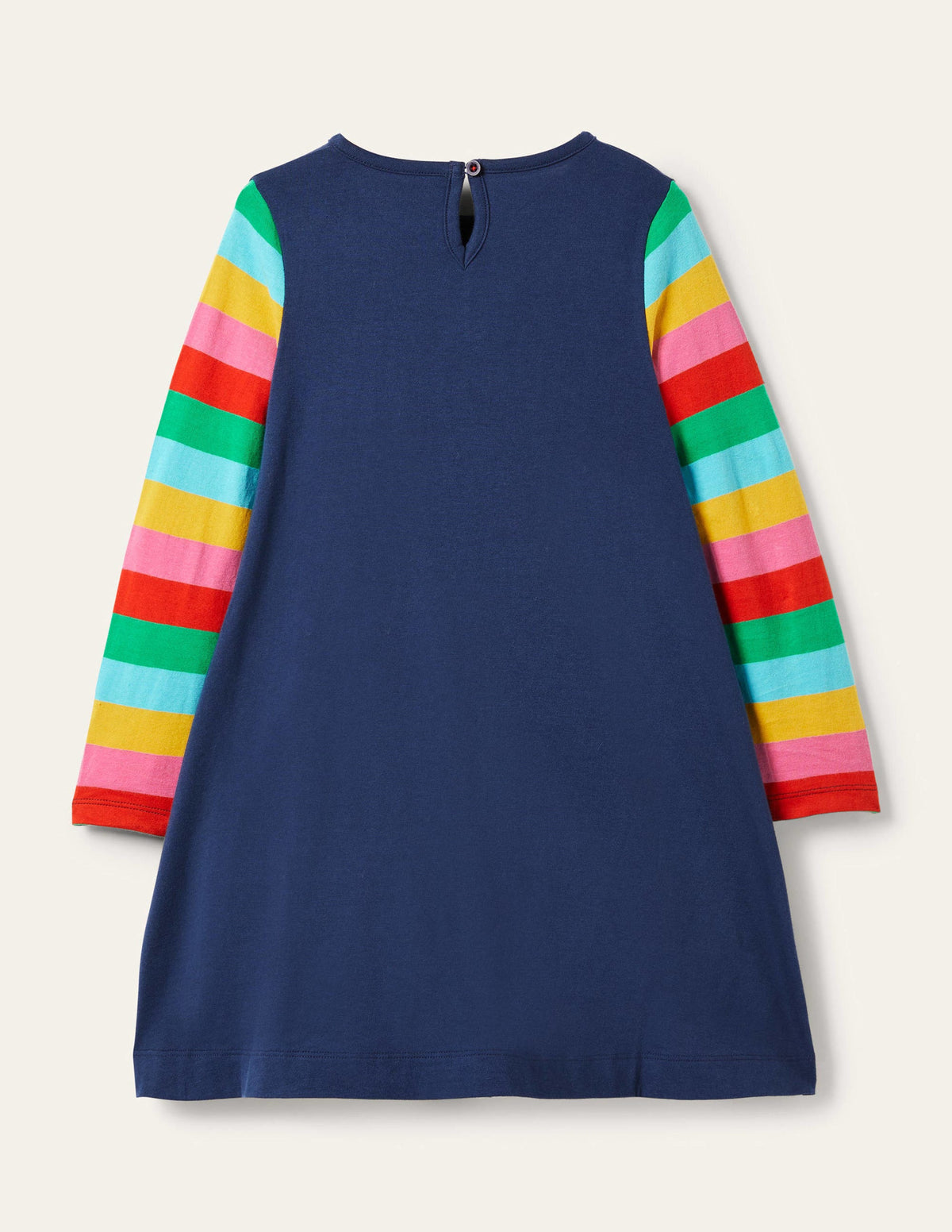 Navy Rainbow Unicorn Appliqué Dress-Schuluniform-Navy, Einhorn - Image 2