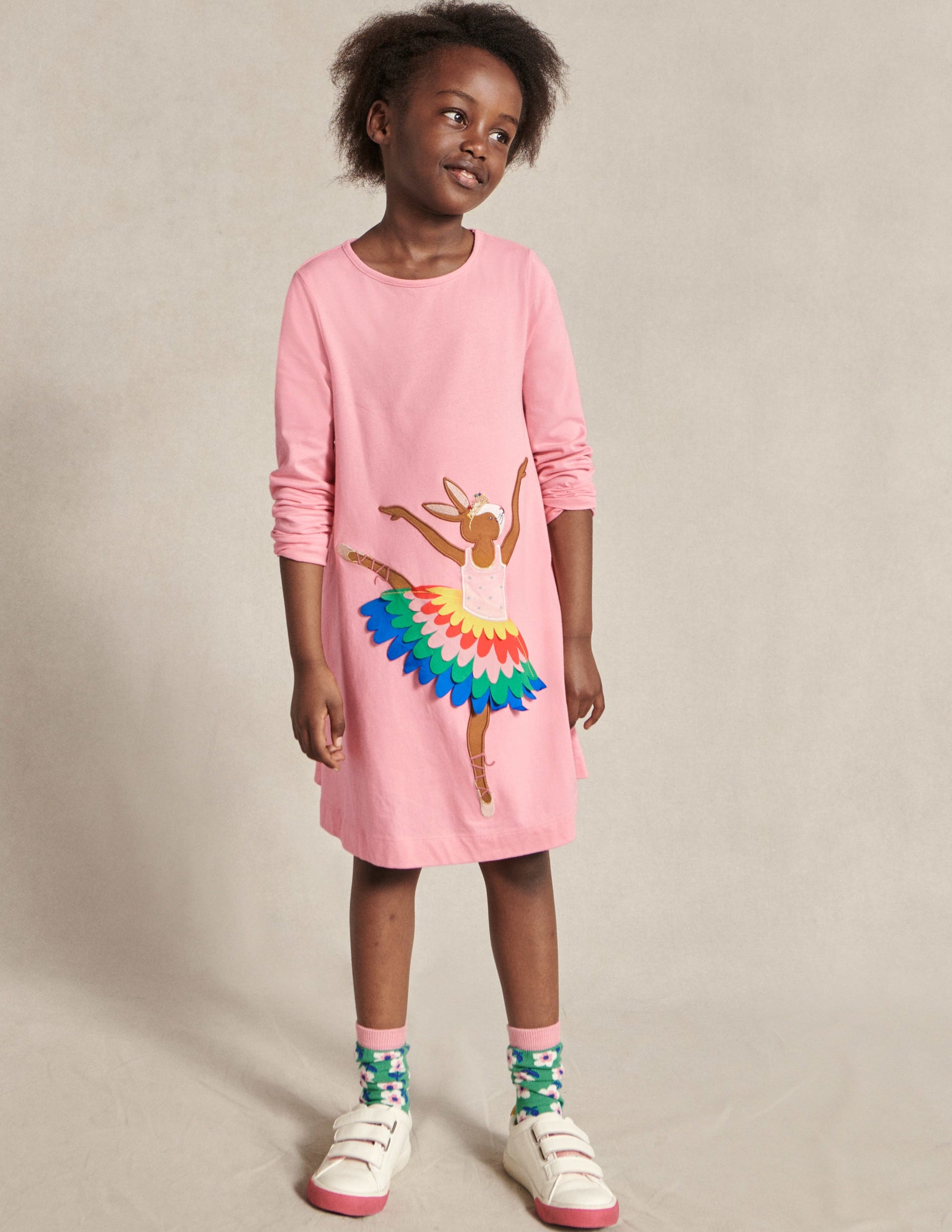 Kleid mit großer Applikation-Kirschblütenrosa, Ballerinahäschen-4