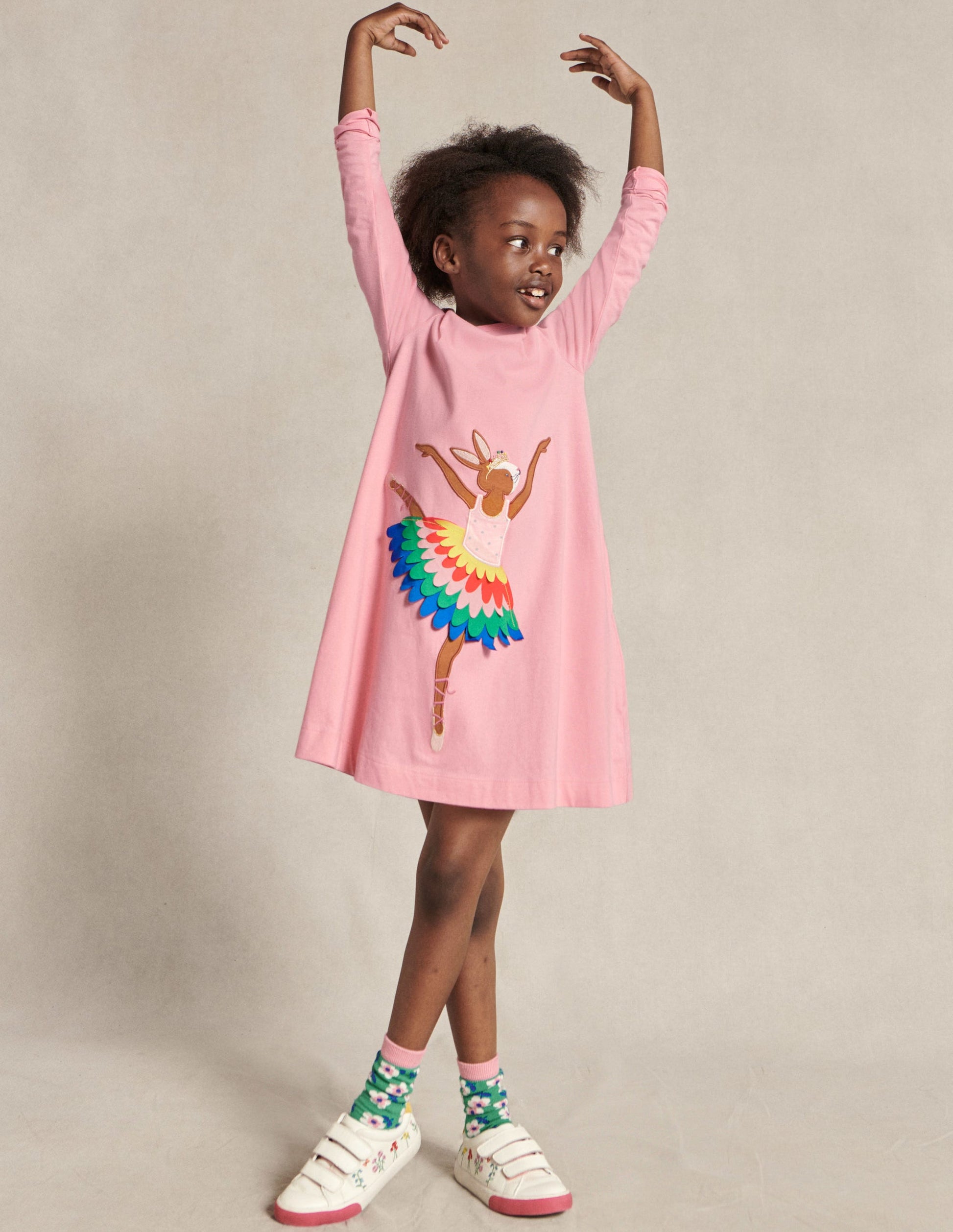 Kleid mit großer Applikation-Kirschblütenrosa, Ballerinahäschen-7
