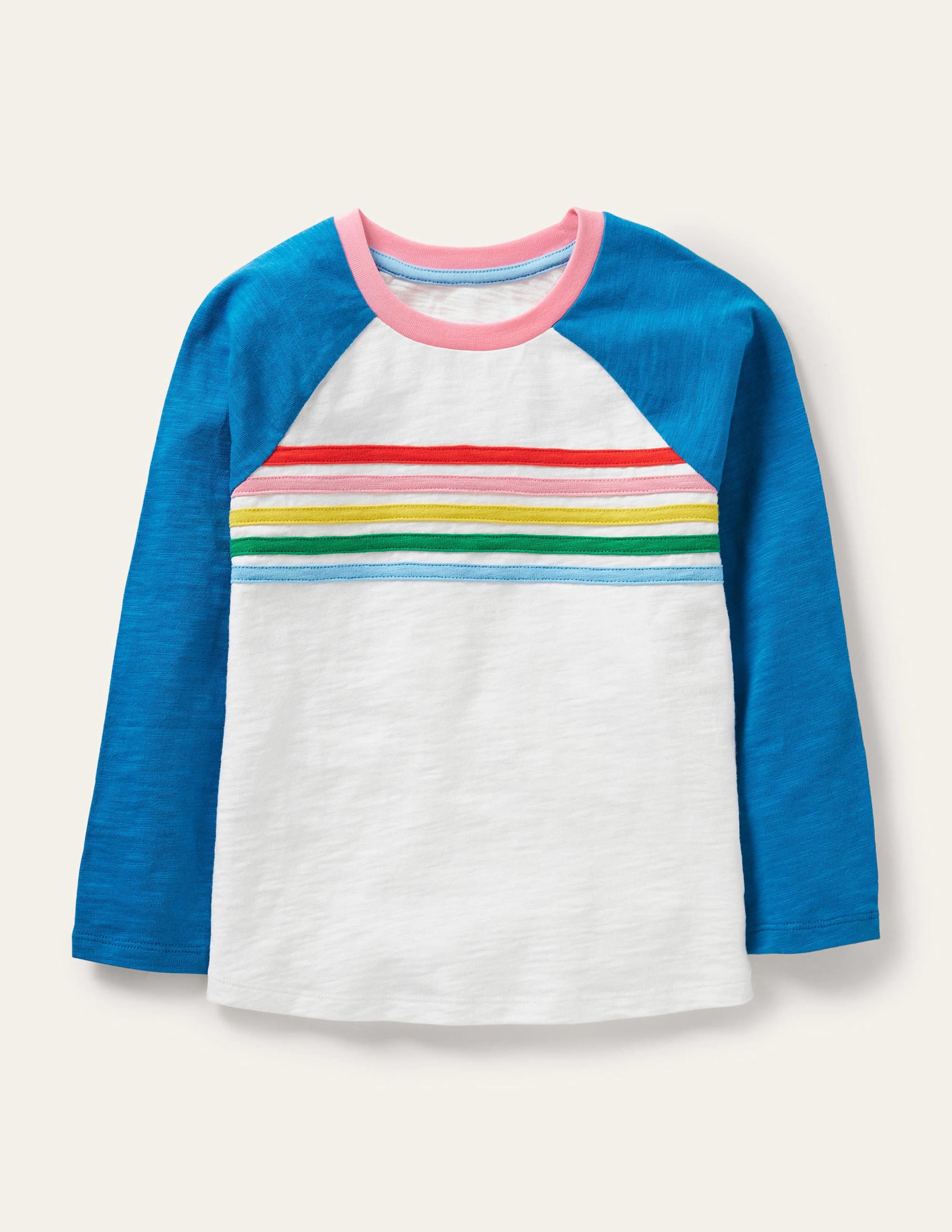 Raglan-Oberteil aus Flammgarn-Strahlendes Marineblau/Regenbogenfarben - Image 1
