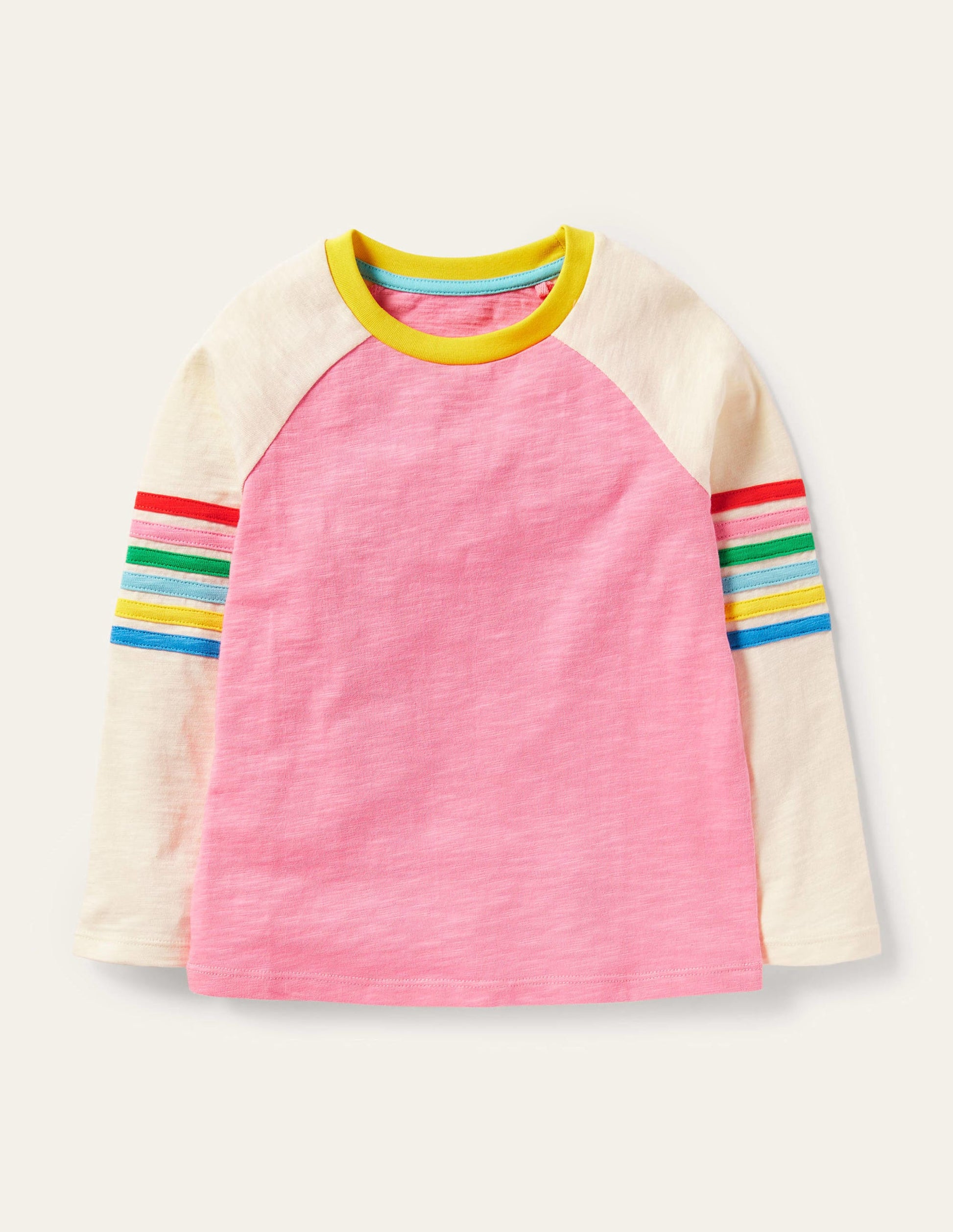 T-shirt flammé à manches raglan-Limonade rose-1