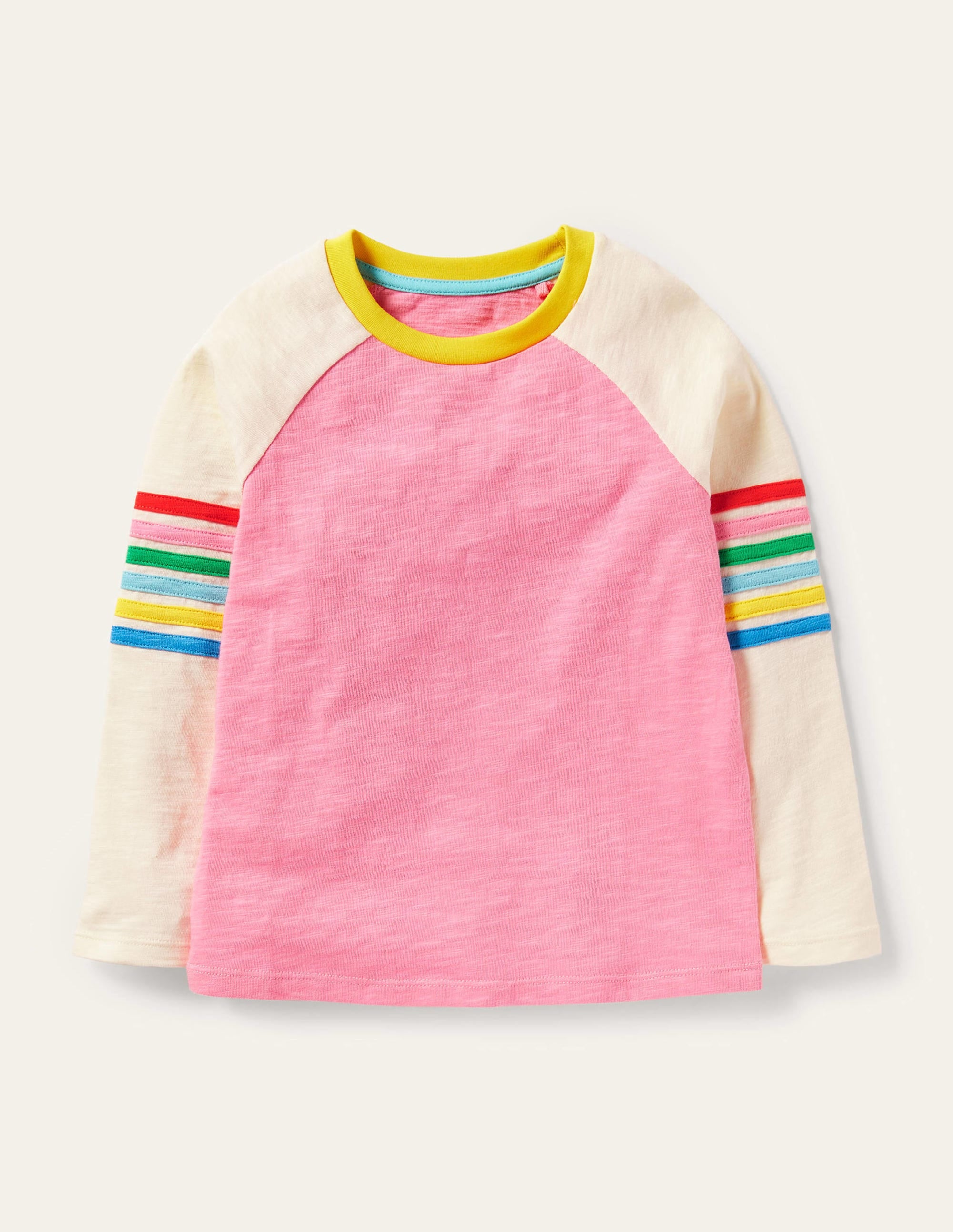 T-shirt flammé à manches raglan-Limonade rose - Image 1