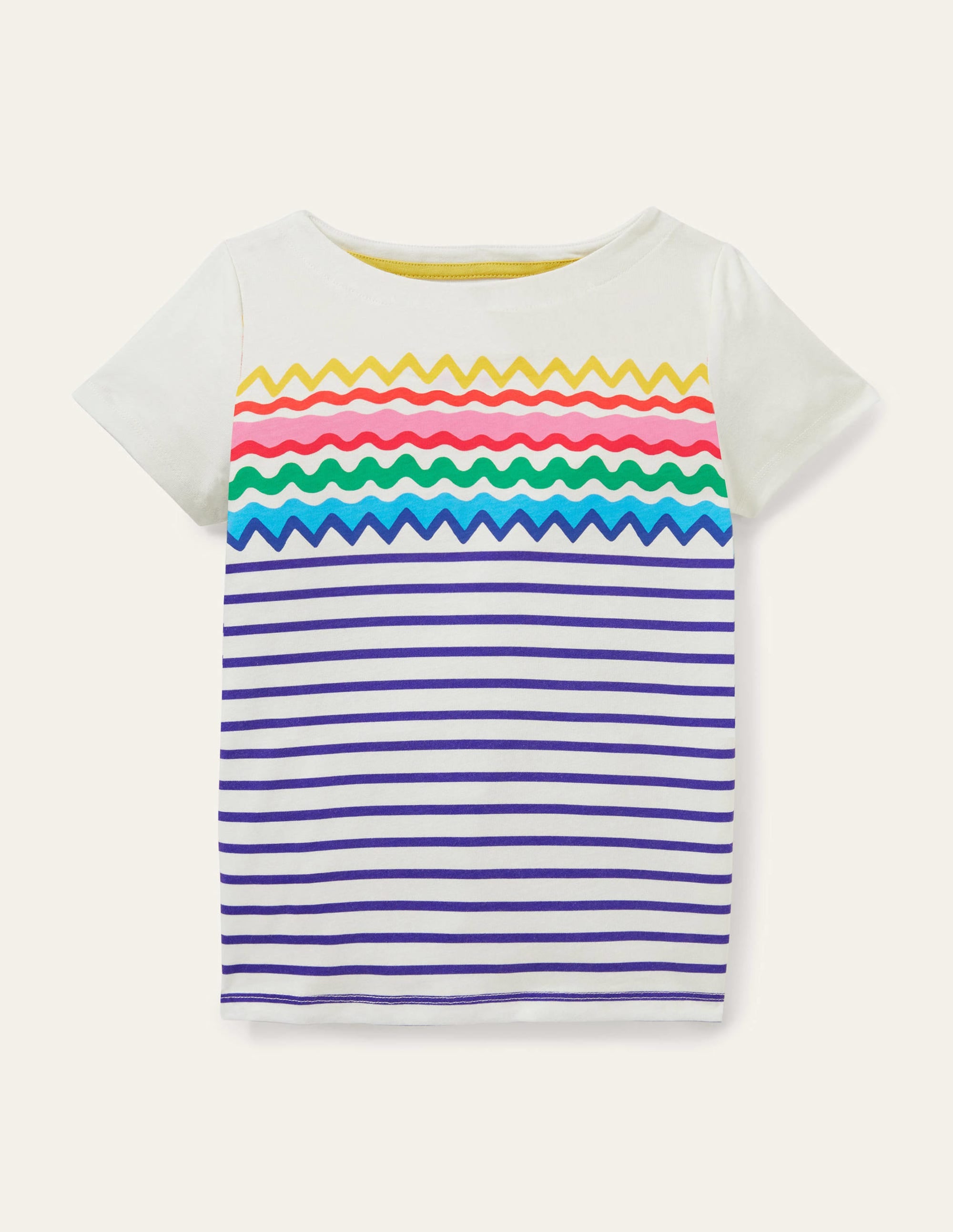 Kurzärmliges Bretonshirt-Zackenlitzen, Bretonstreifen - Image 1