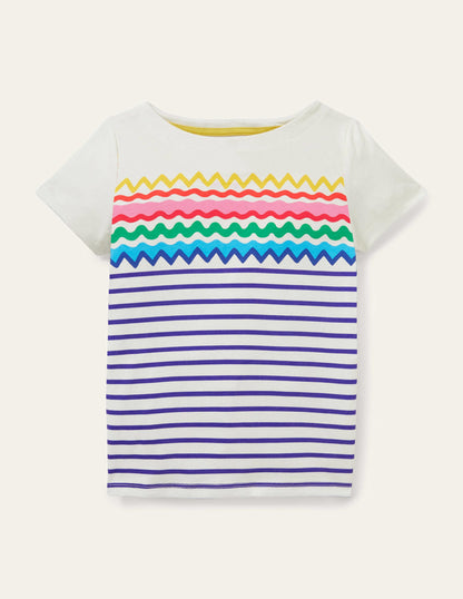 Kurzärmliges Bretonshirt-Zackenlitzen, Bretonstreifen-1